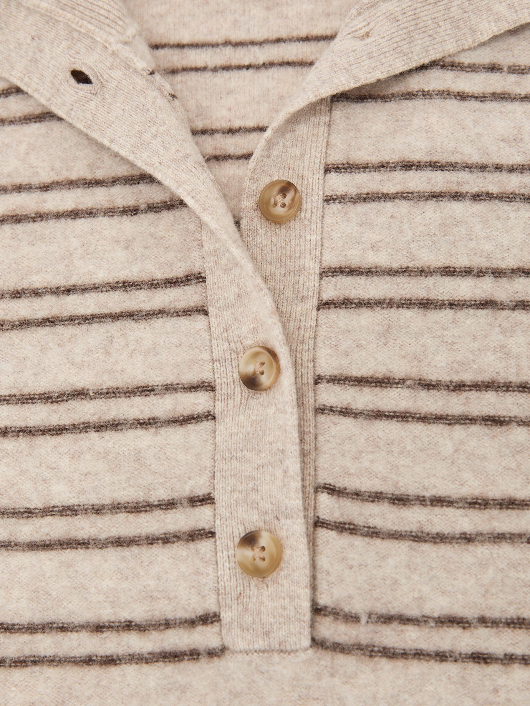 Wool-Cashmere Stripe Buttoned Jumper in Neutral/Brown - Image 6 of 6