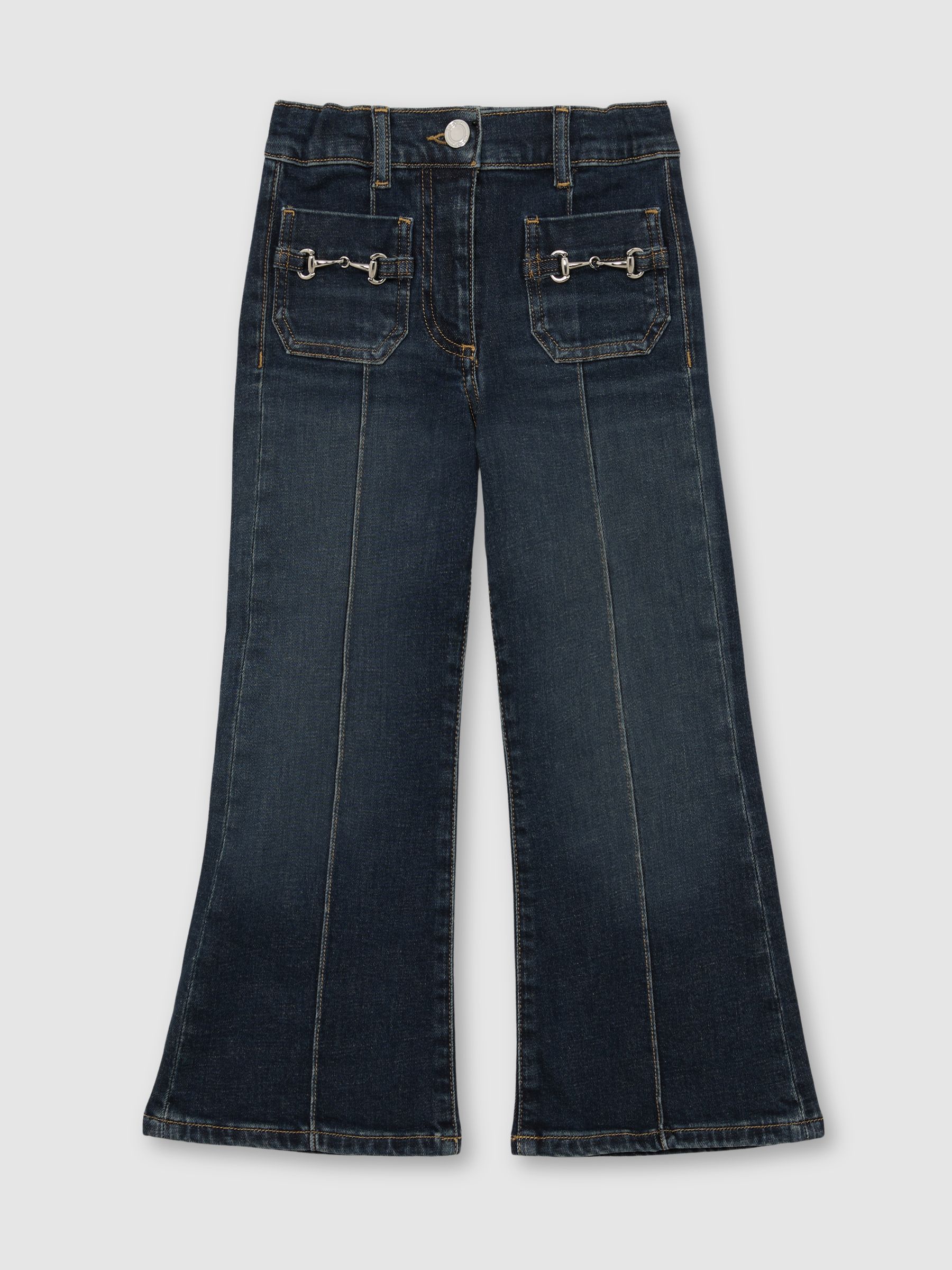 Flared Horsebit-Detail Jeans in Blue - Image 1 of 2