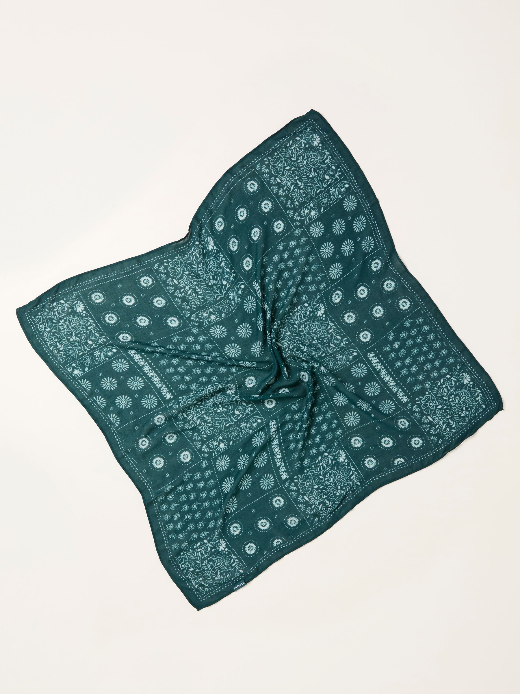 Teal Blue Patchwork Bandana Hair Scarf - Image 2 of 2