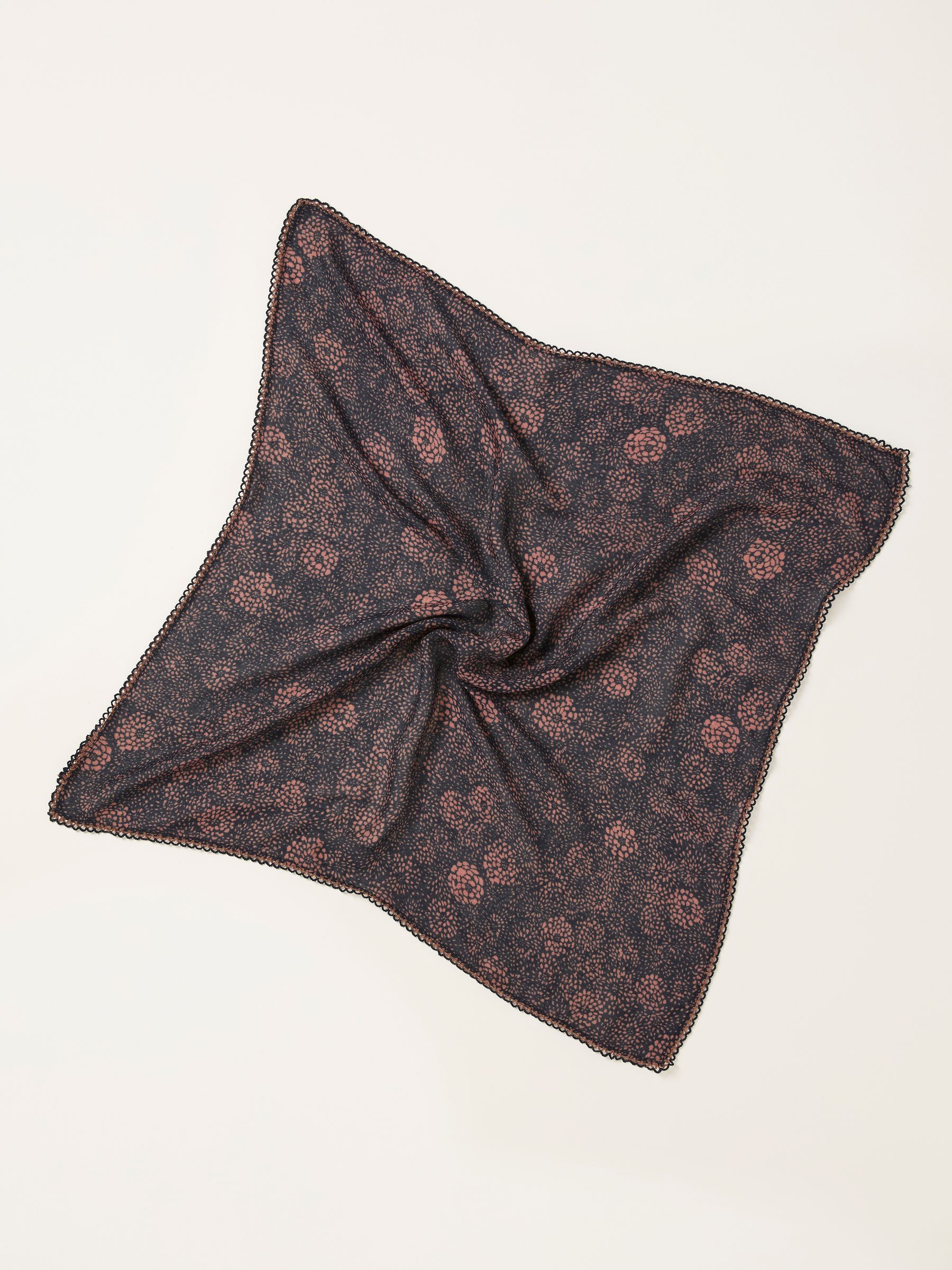 Navy Circle Floral Hair Scarf - Image 2 of 2 Navy Circle Floral Hair Scarf - Image 2 of 2