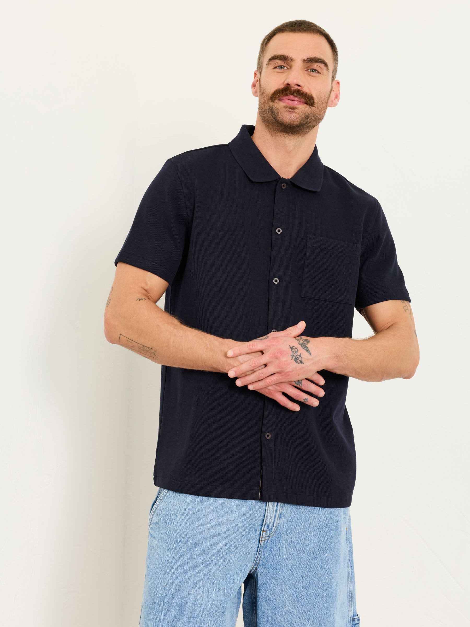 Ayr Navy Ribbed Shirt - Image 1 of 6