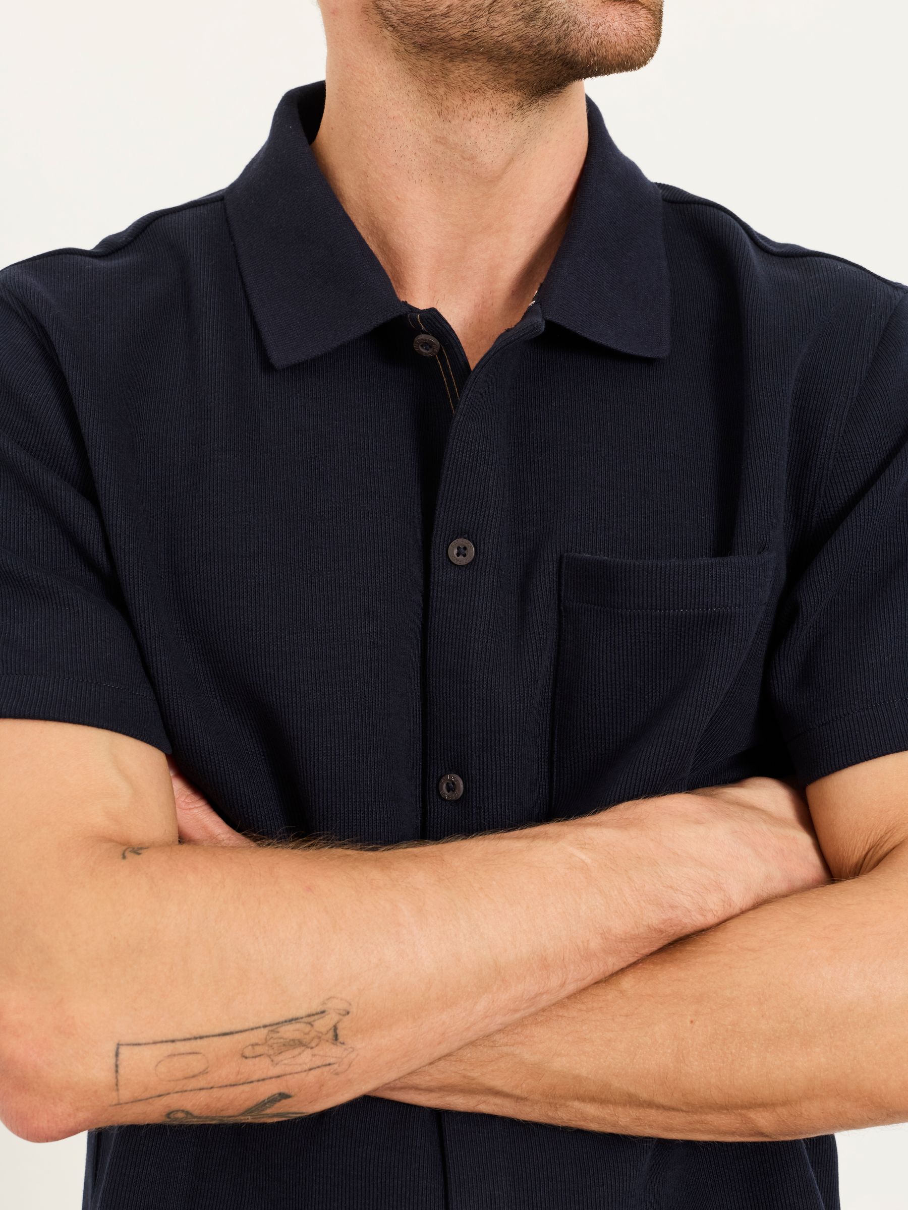 Ayr Navy Ribbed Shirt - Image 4 of 6