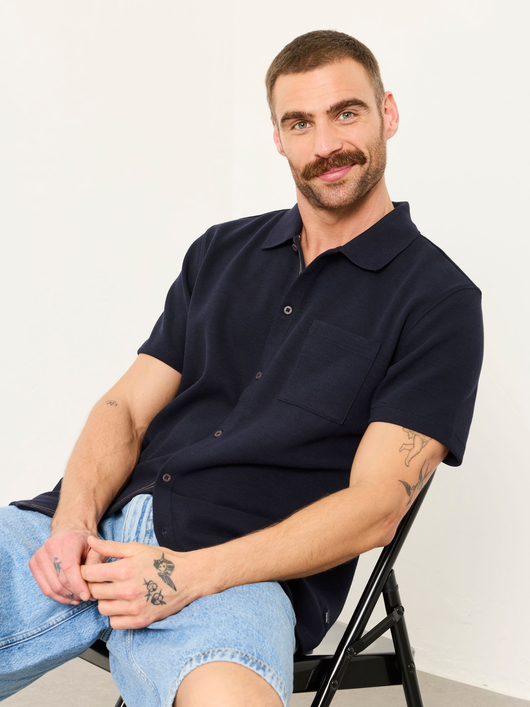 Ayr Navy Ribbed Shirt - Image 5 of 6