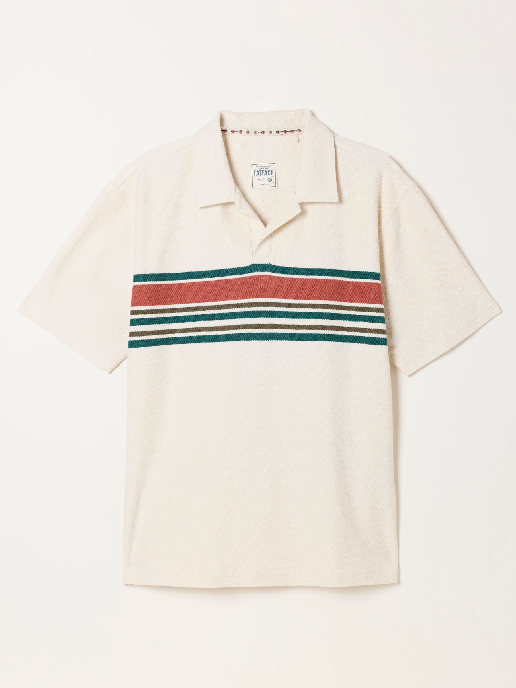 Sutton Oatmeal Textured Chest Stripe Polo - Image 6 of 6