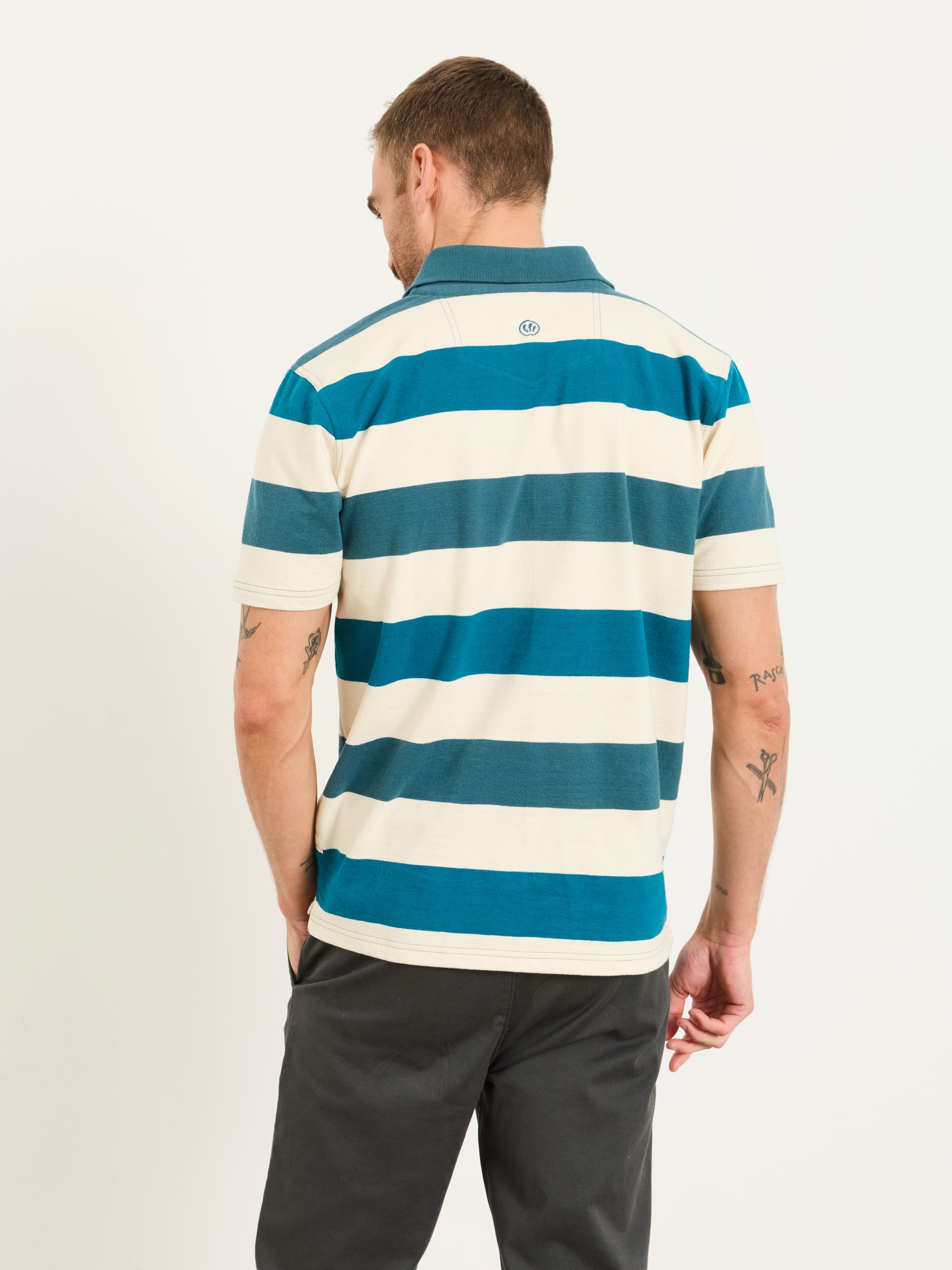 Oatmeal Block Stripe Polo Shirt - Image 2 of 4