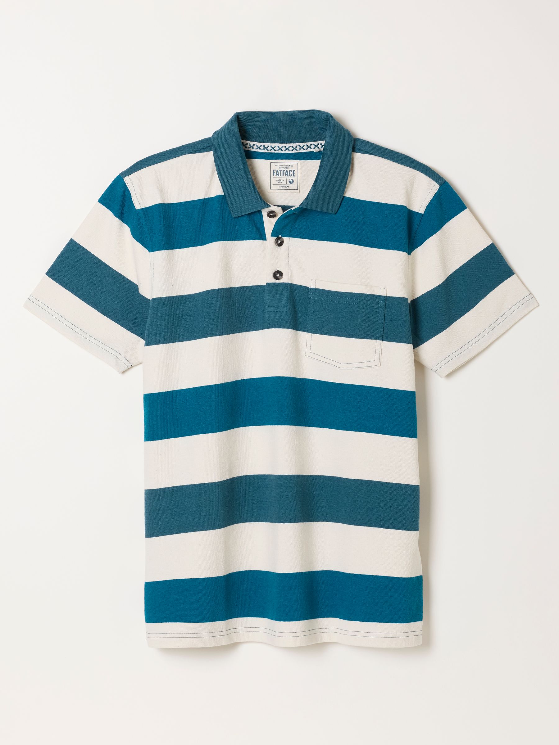 Oatmeal Block Stripe Polo Shirt - Image 5 of 5