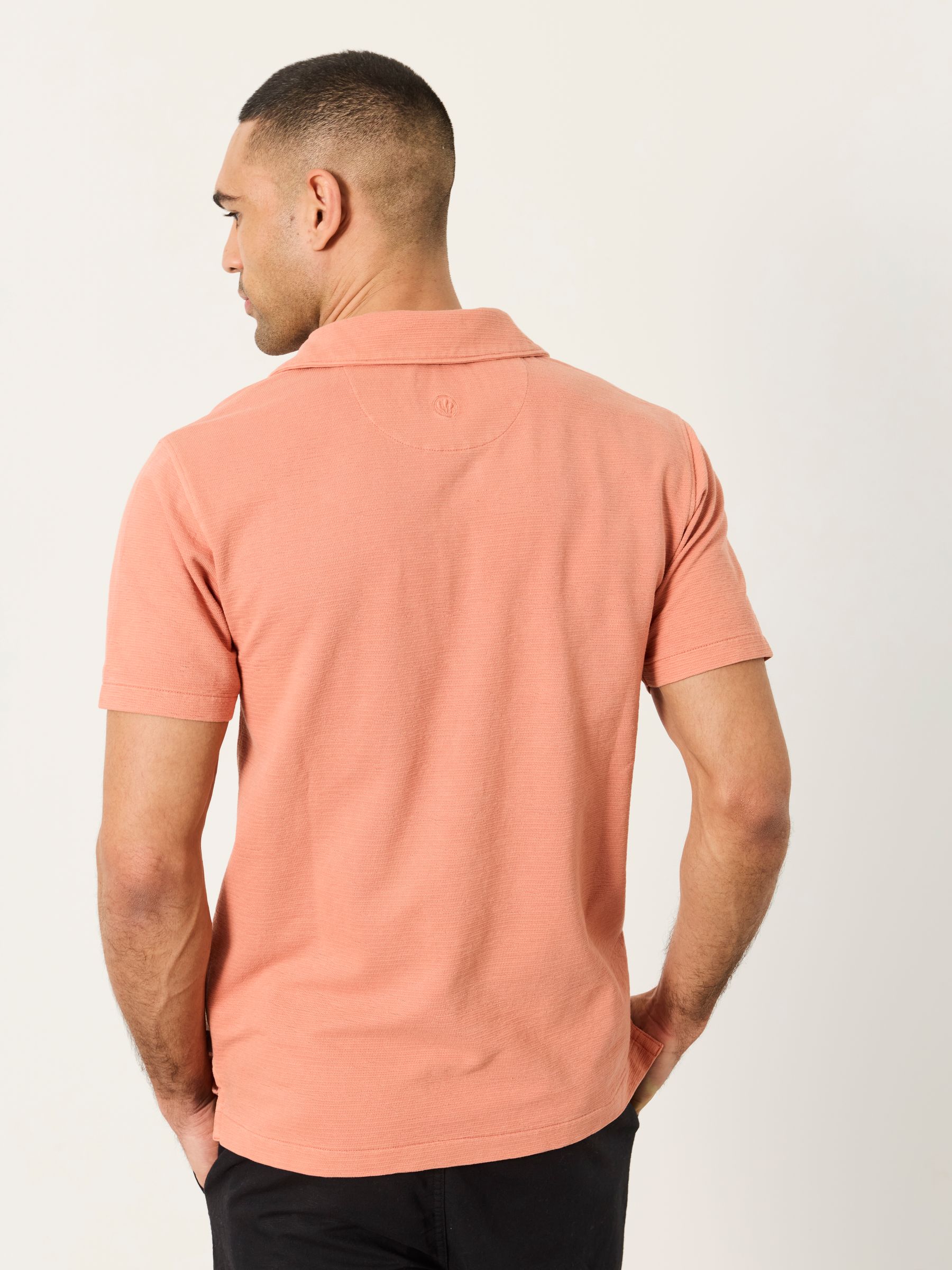 Albury Coral Pink Textured Polo Shirts - Image 2 of 5