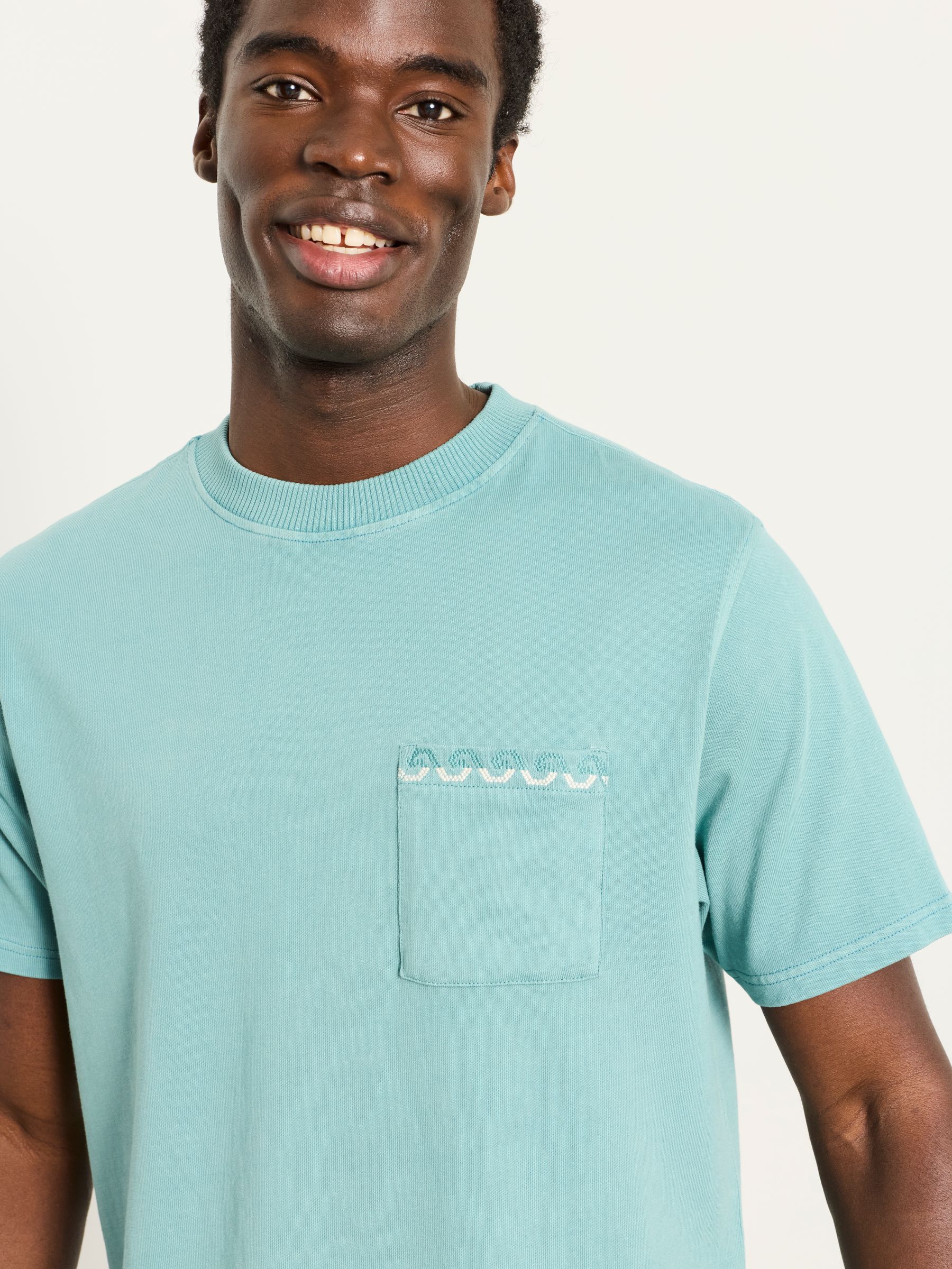 Easton Teal Blue Embroidered Pocket Tshirt - Image 3 of 6