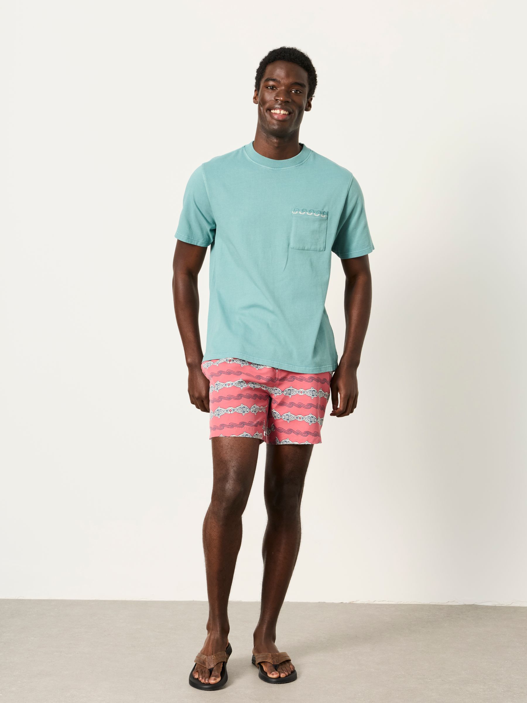 Easton Teal Blue Embroidered Pocket Tshirt - Image 5 of 6