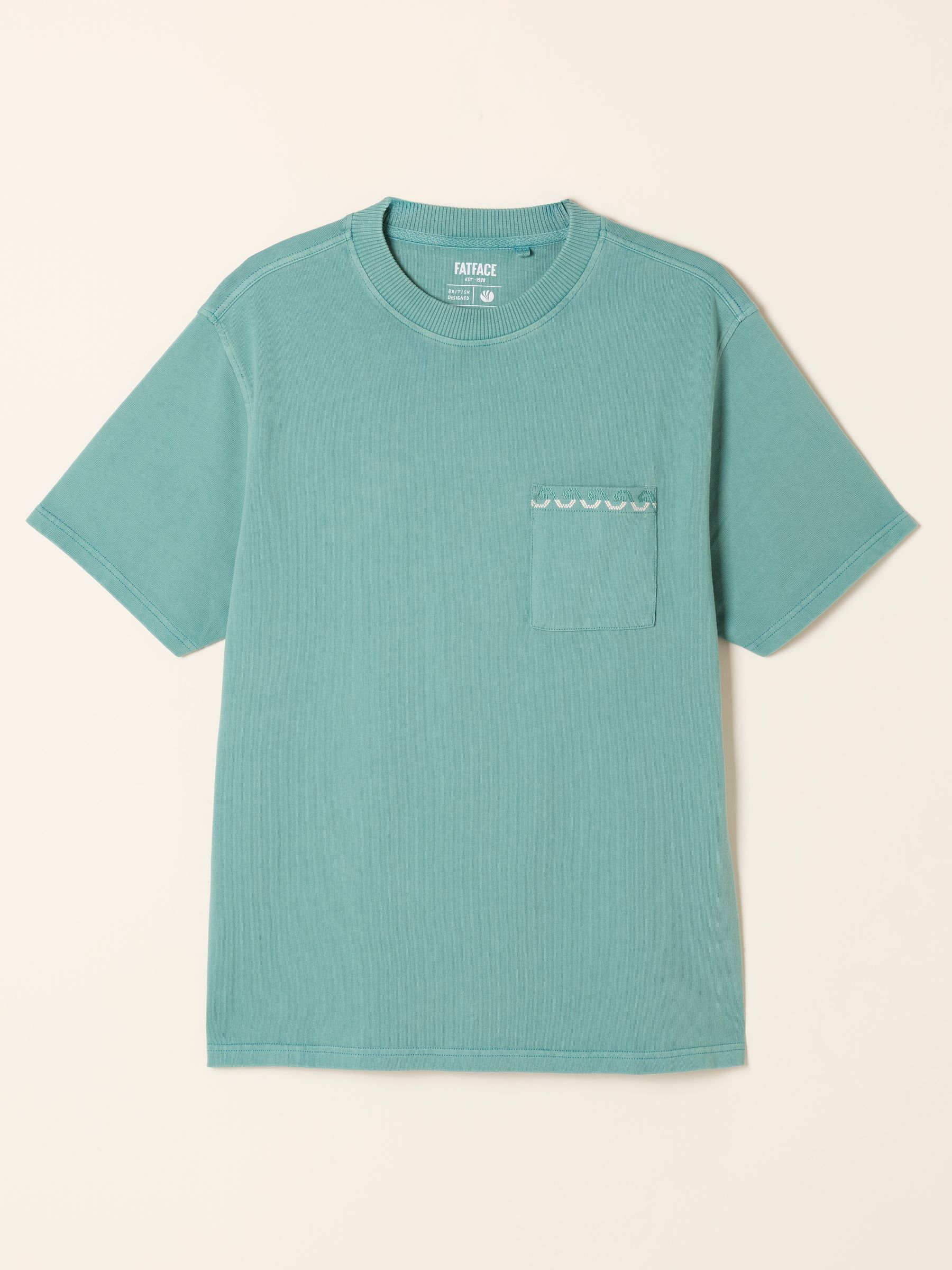 Easton Teal Blue Embroidered Pocket Tshirt - Image 6 of 6