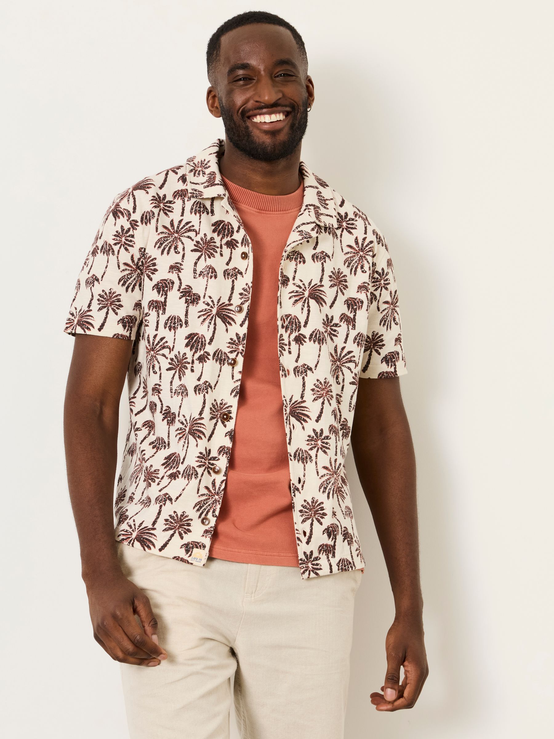 Truro Natural Palm Print Shirt - Image 1 of 6