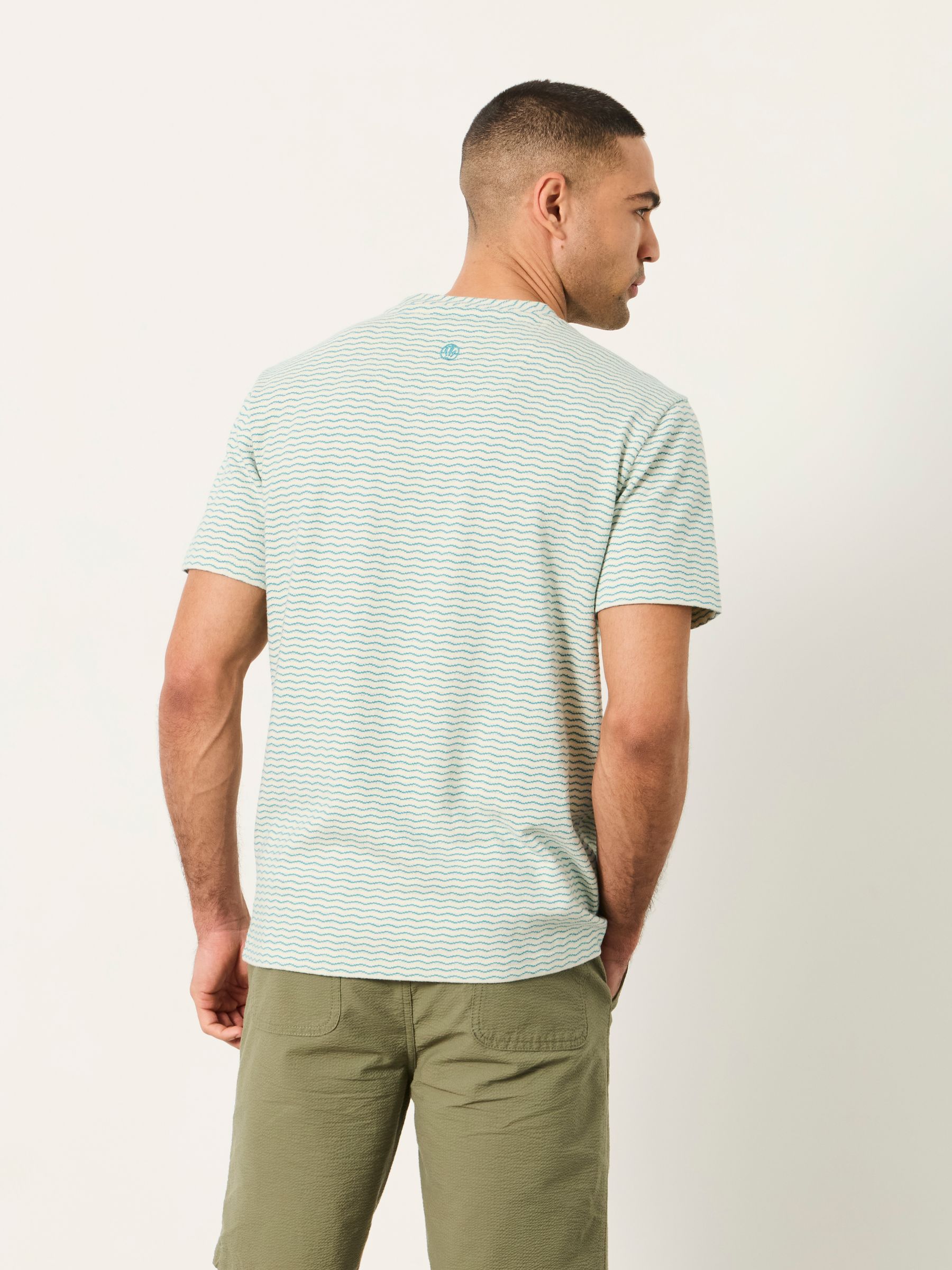 Natural Short Sleeve Jacquard Stripe Tshirt - Image 2 of 5 Natural Short Sleeve Jacquard Stripe Tshirt - Image 2 of 5