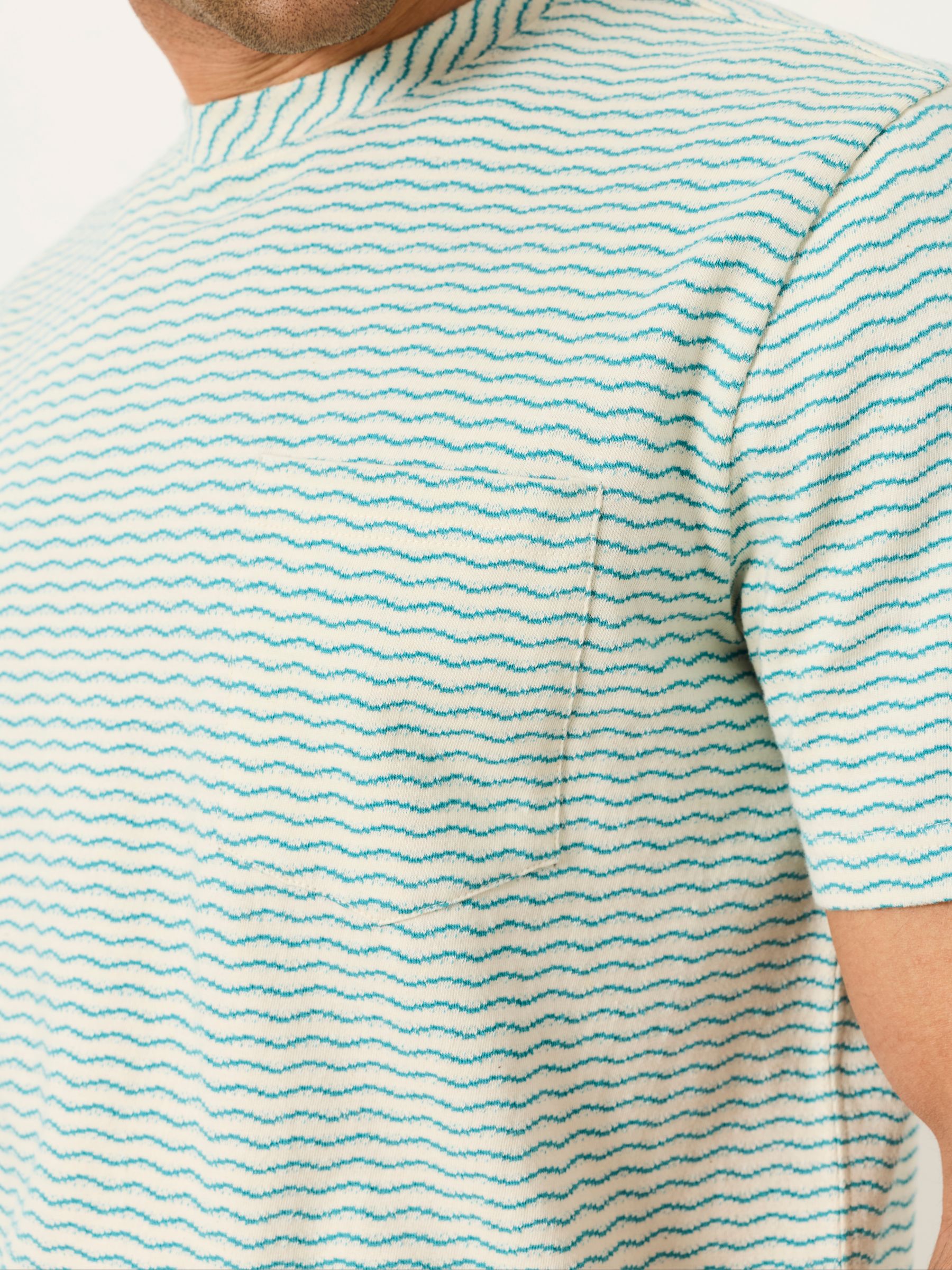 Natural Short Sleeve Jacquard Stripe Tshirt - Image 3 of 5