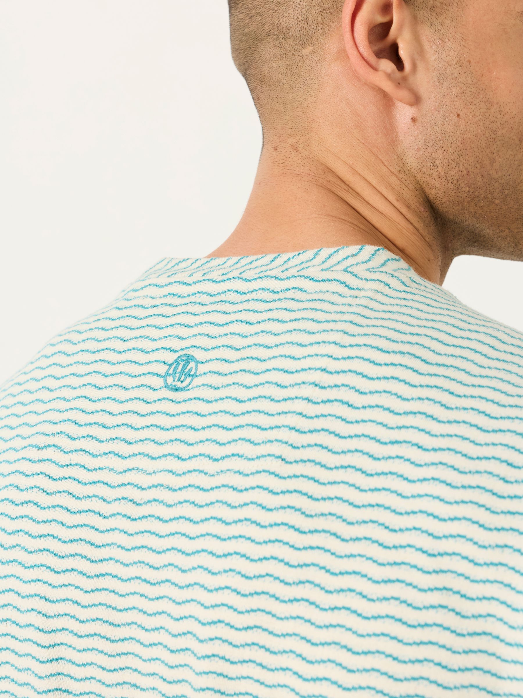 Natural Short Sleeve Jacquard Stripe Tshirt - Image 4 of 5