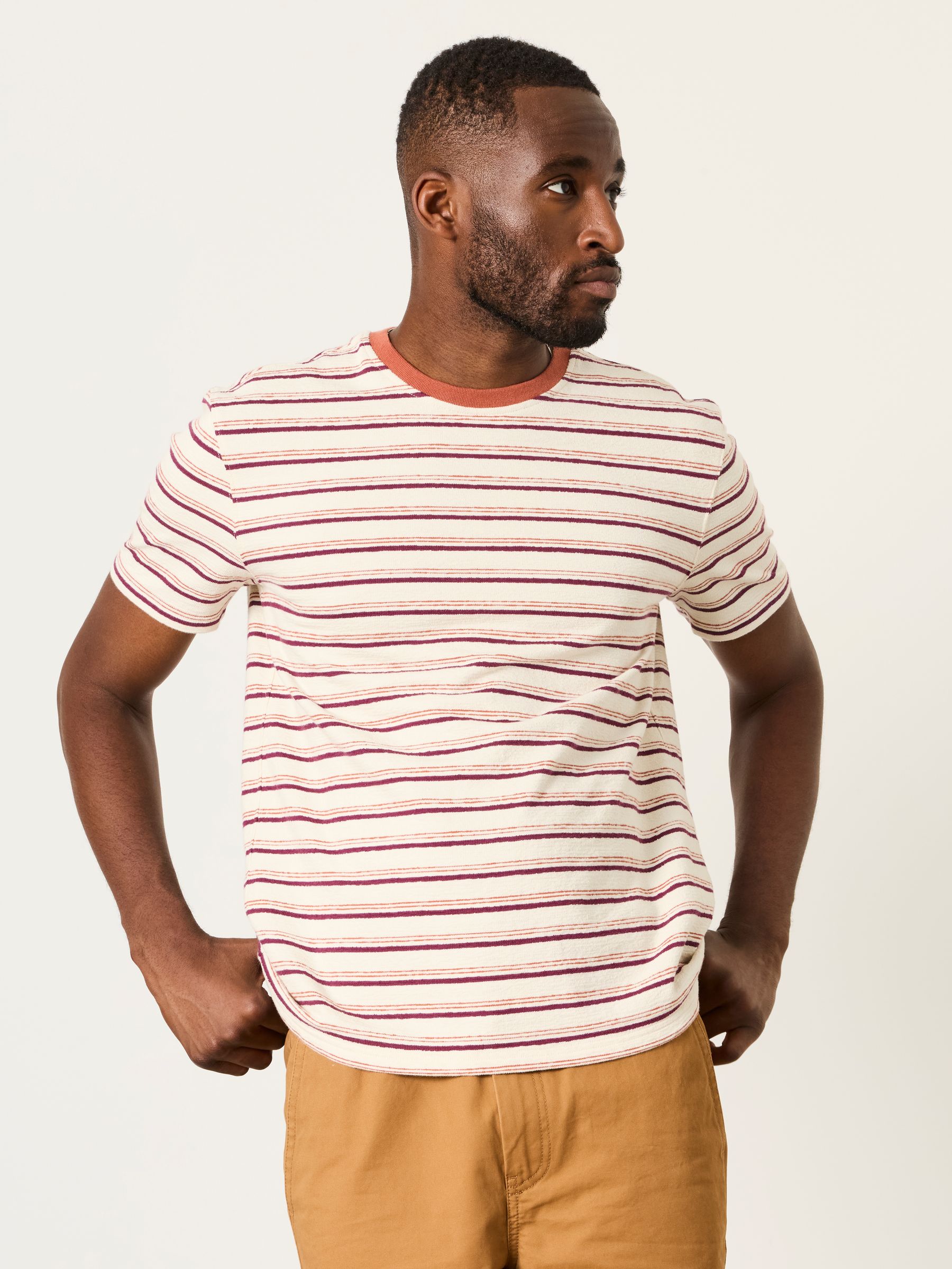Marden Terracotta Stripe Tshirt - Image 5 of 8