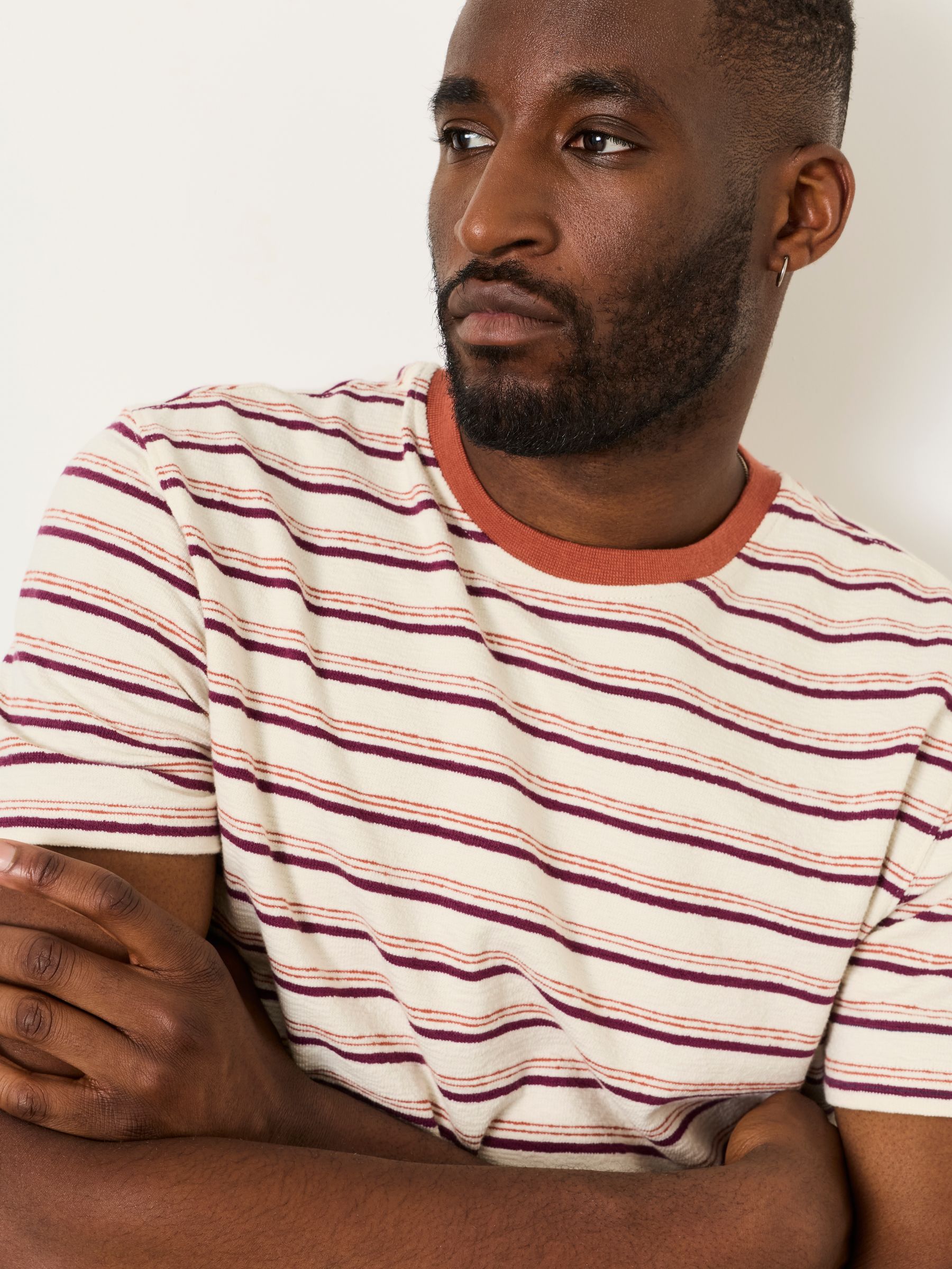 Marden Terracotta Stripe Tshirt - Image 7 of 8