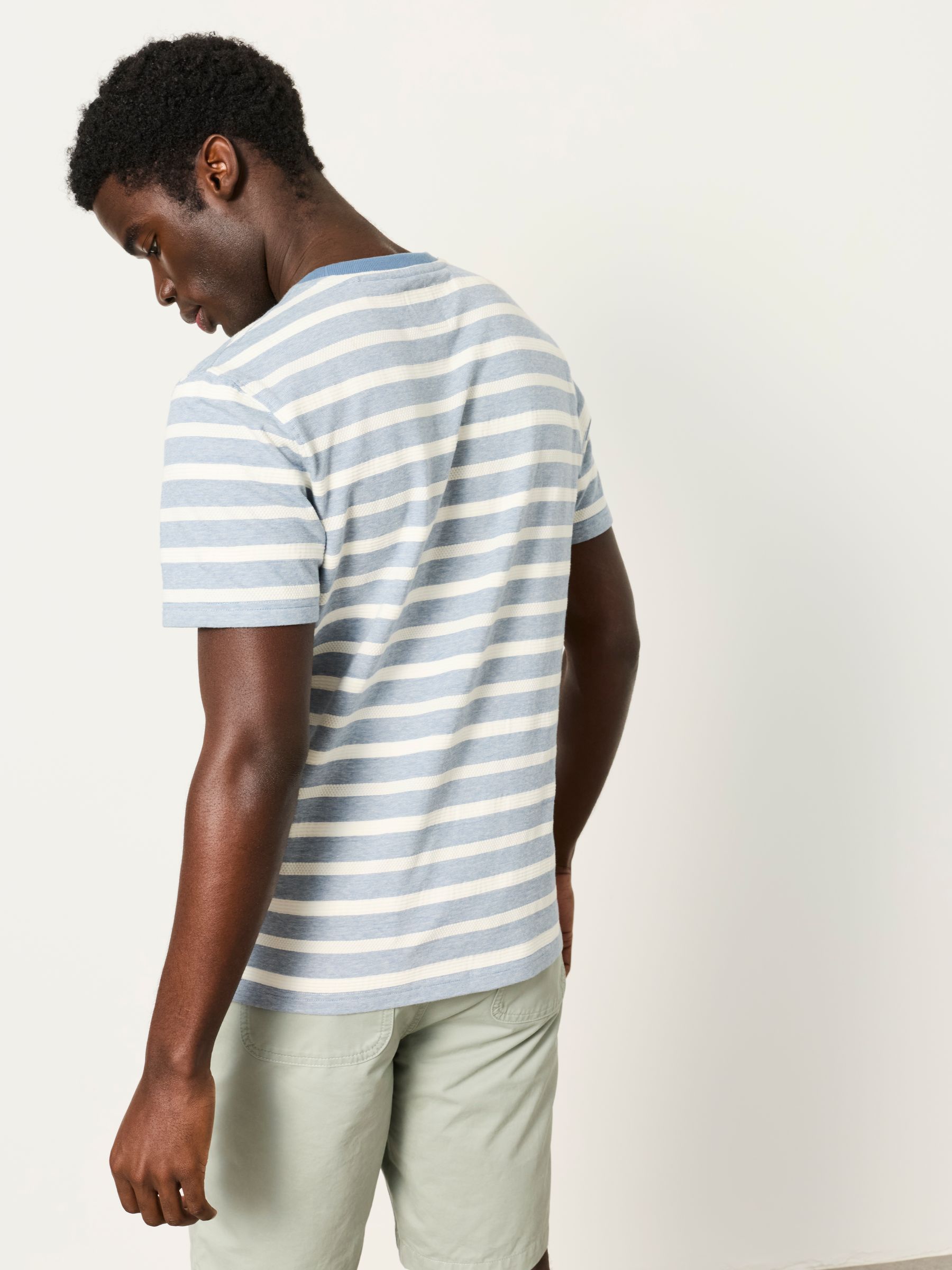 Ash Blue Short Sleeve Jacquard Stripe T Shirt - Image 2 of 6