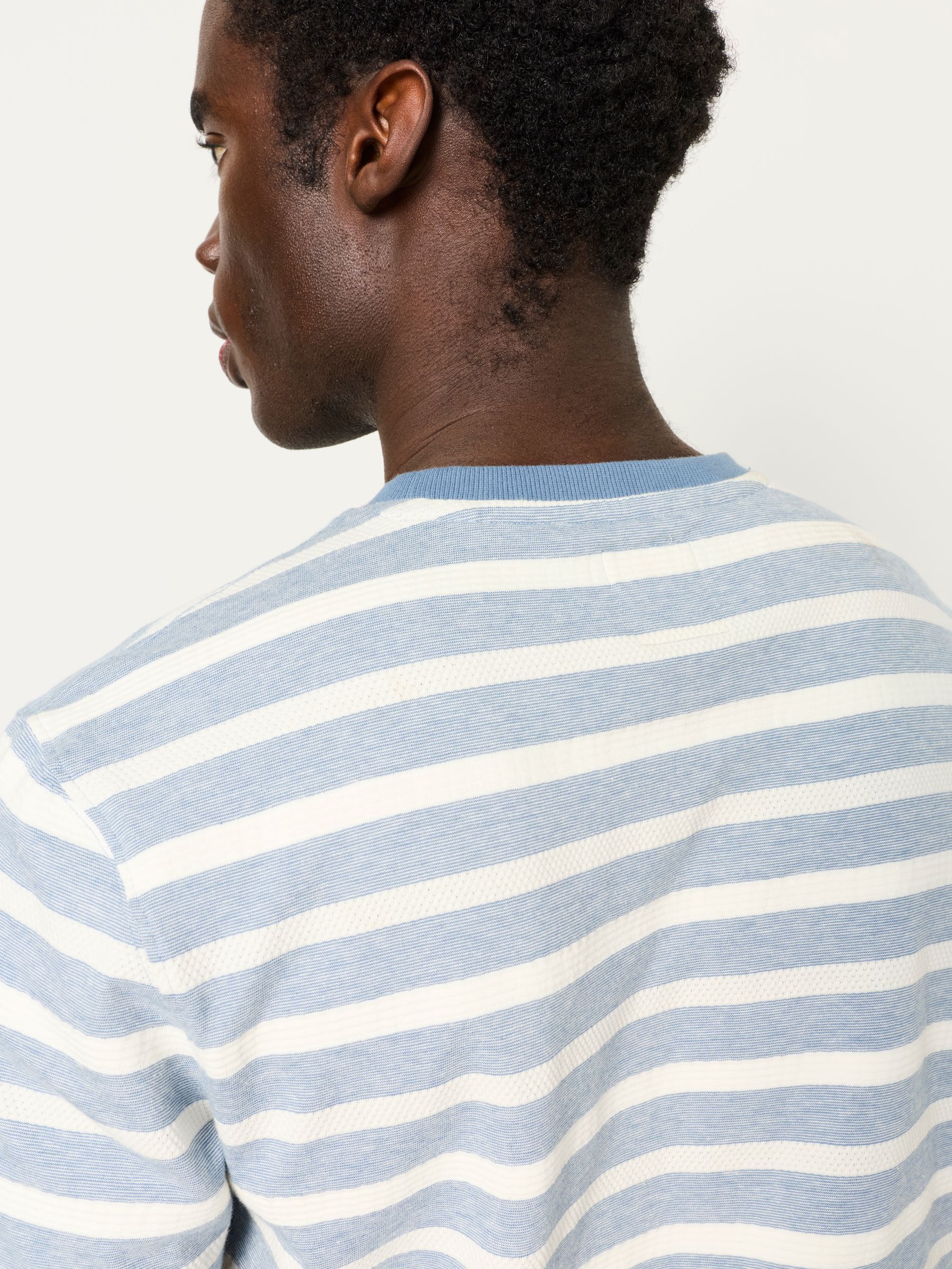 Ash Blue Short Sleeve Jacquard Stripe T Shirt - Image 4 of 6