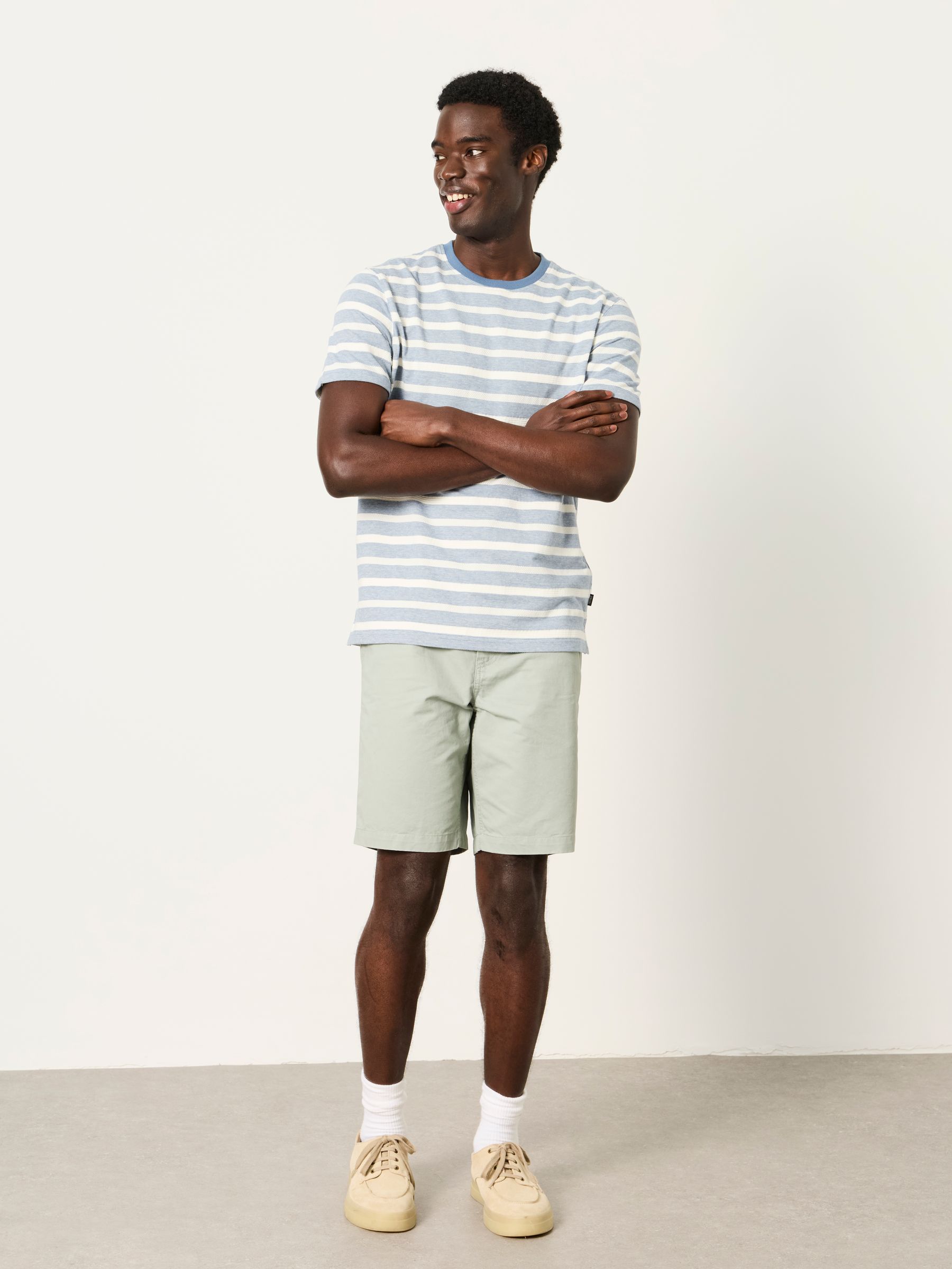 Ash Blue Short Sleeve Jacquard Stripe T Shirt - Image 5 of 6