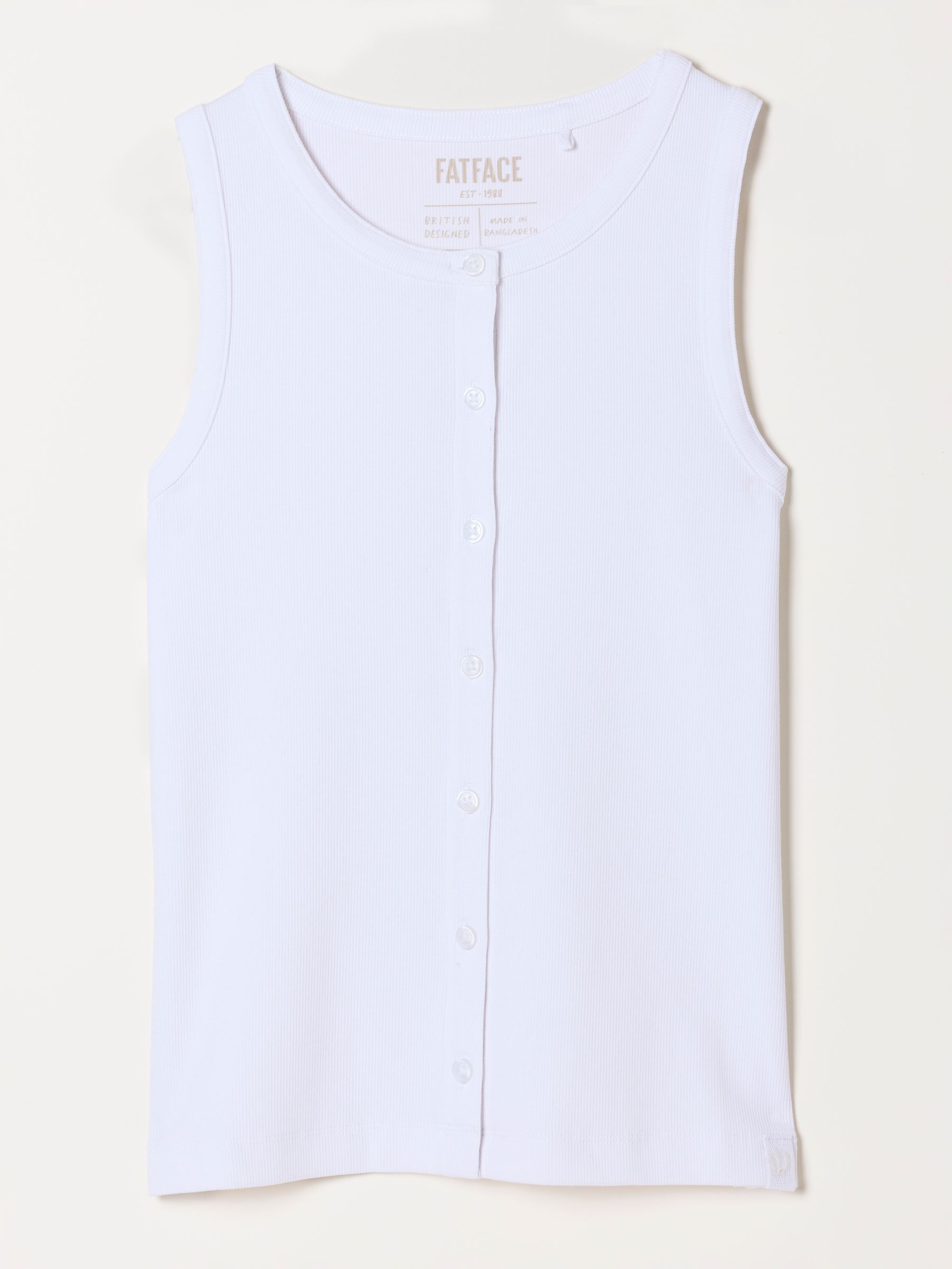 Rosa White Button Ribbed Vest - Image 7 of 7