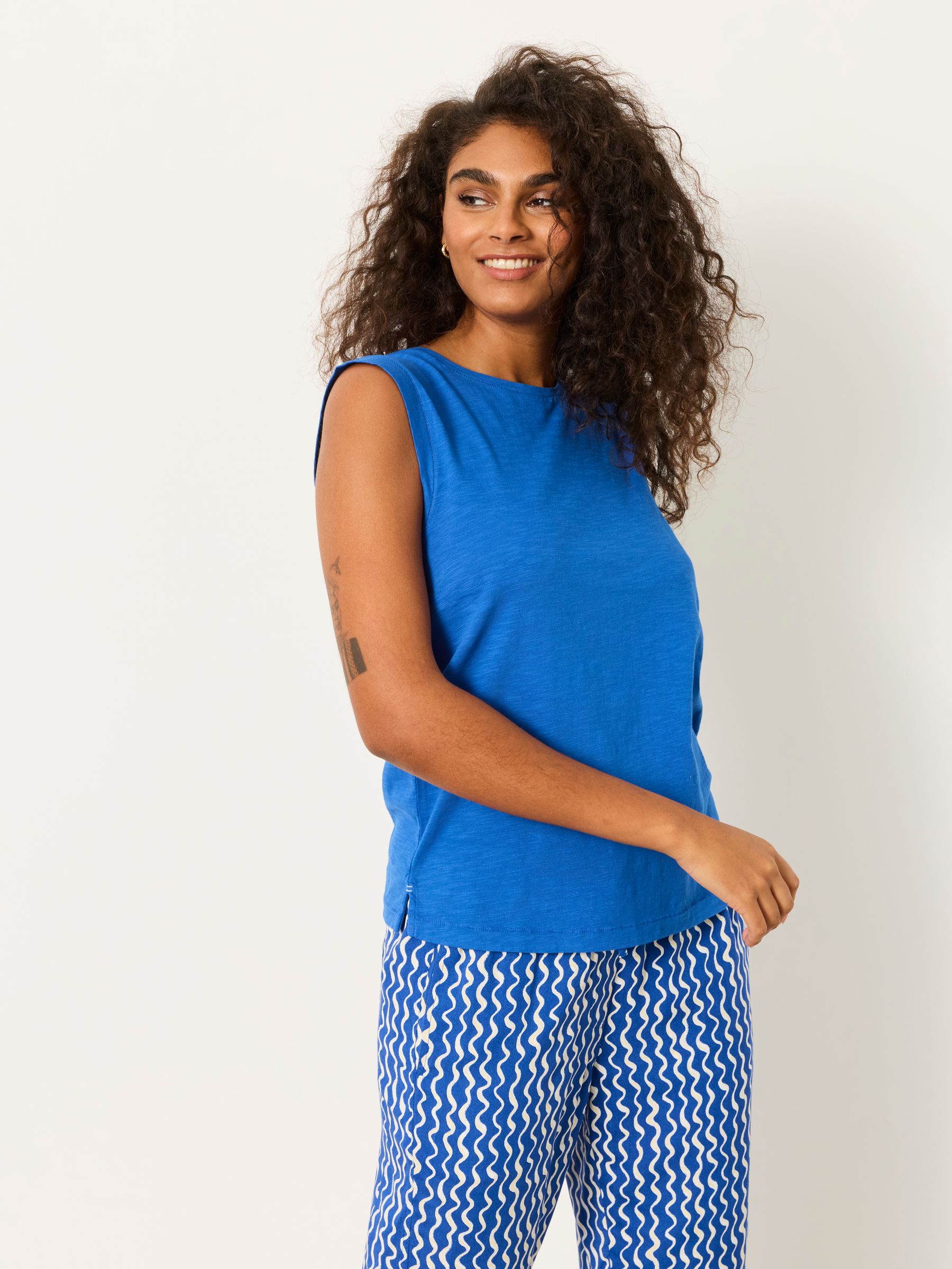 Tia Cobalt Blue Jersey Tank | FatFace USA