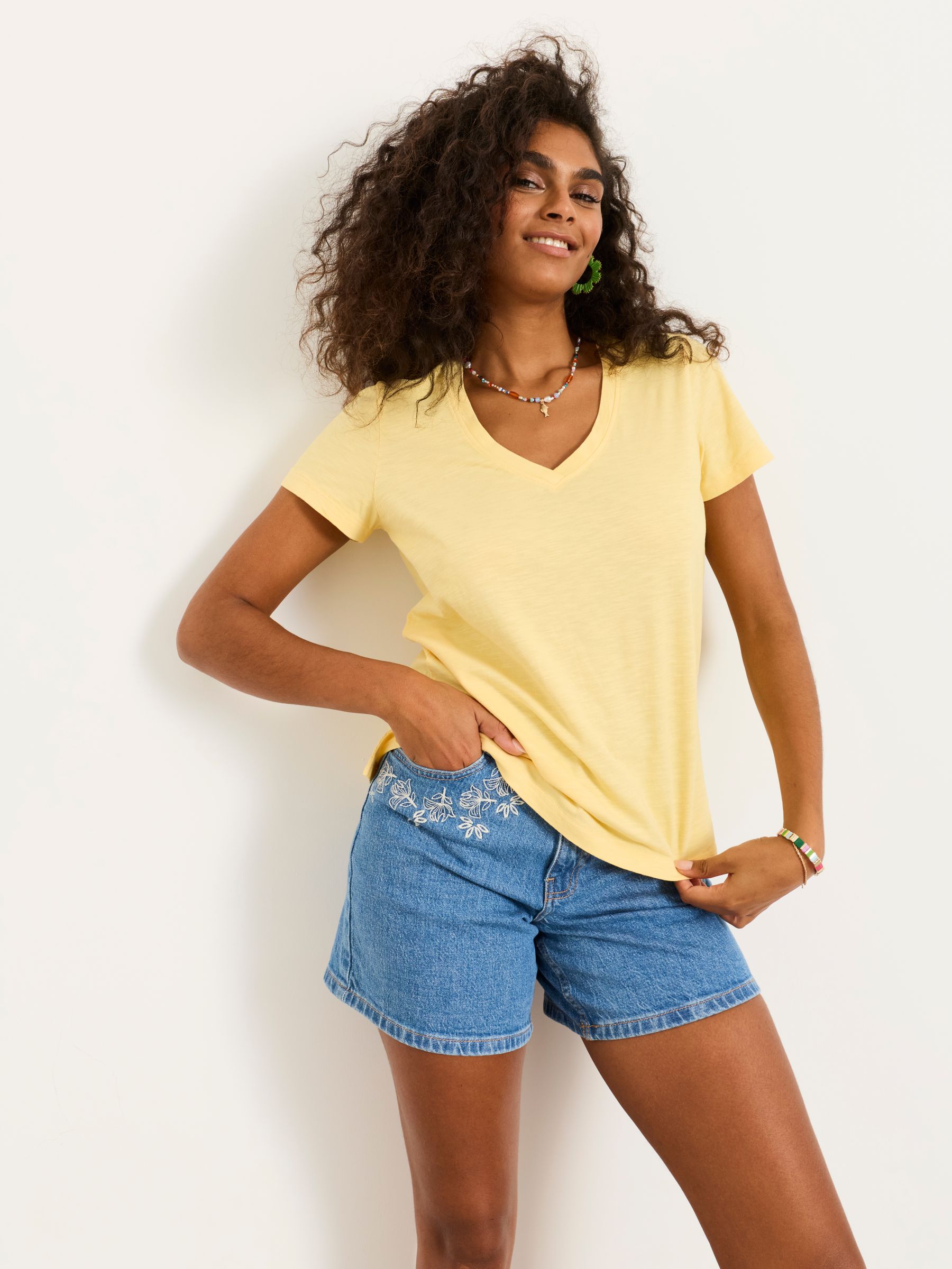 Demi Yellow V Neck T Shirt - Image 1 of 6