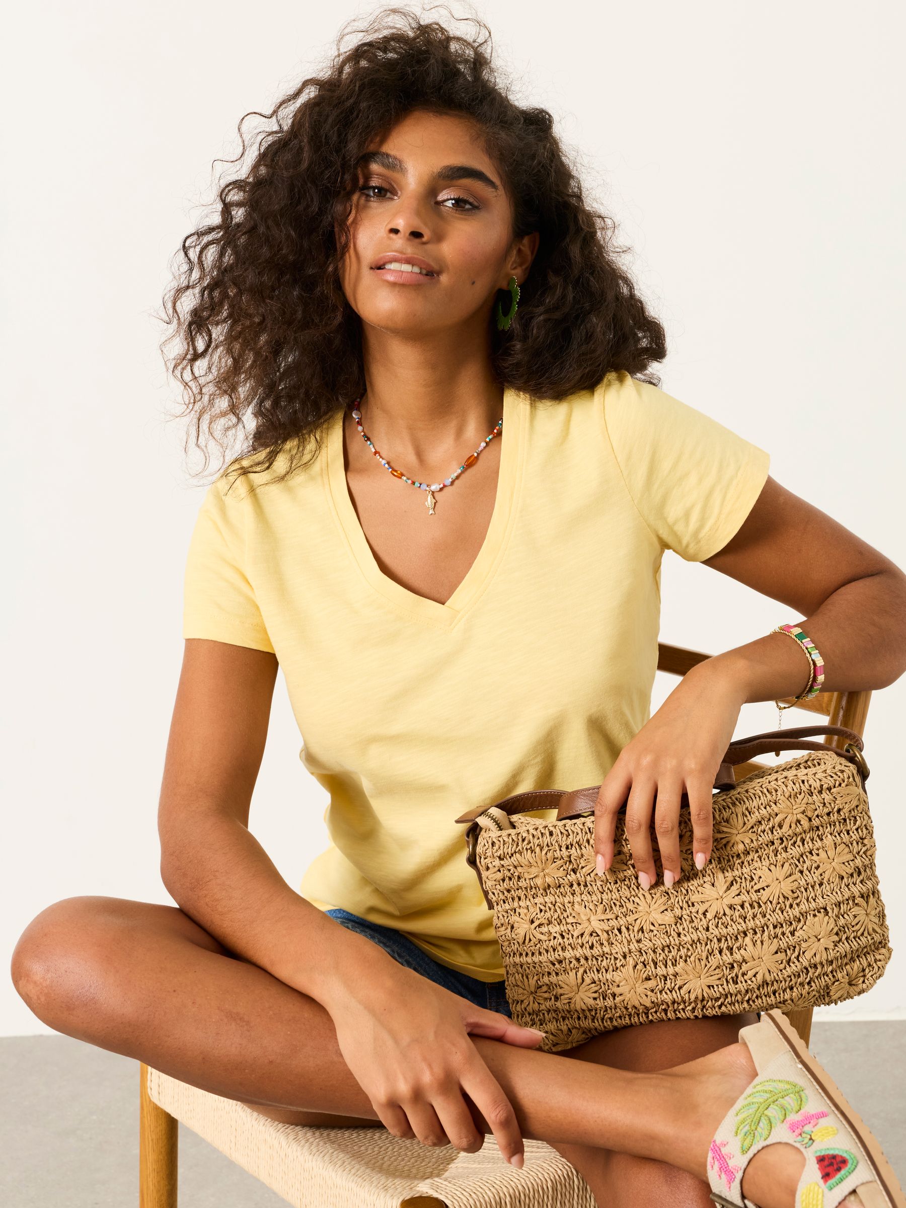 Demi Yellow V Neck T Shirt - Image 4 of 6