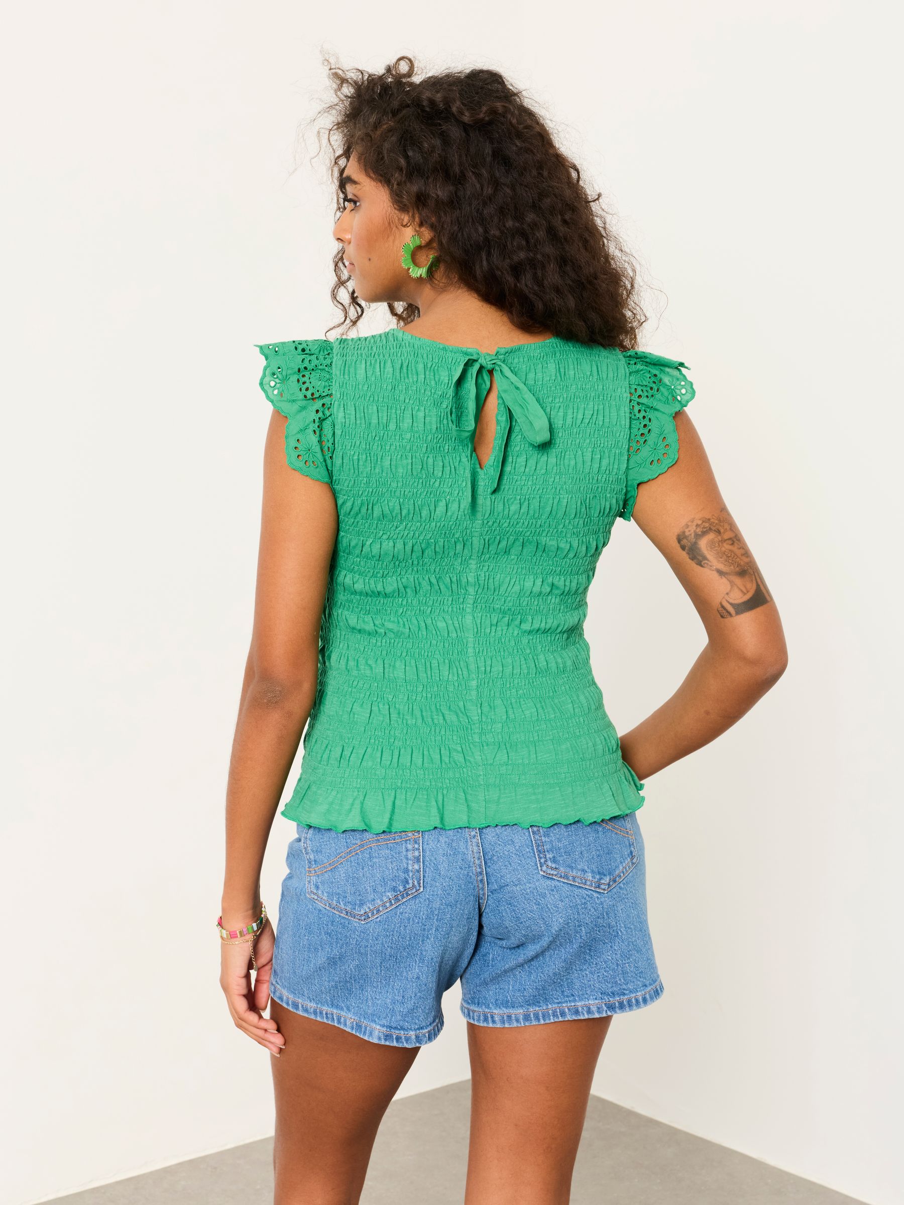 Betty Green Shirred Top - Image 3 of 8