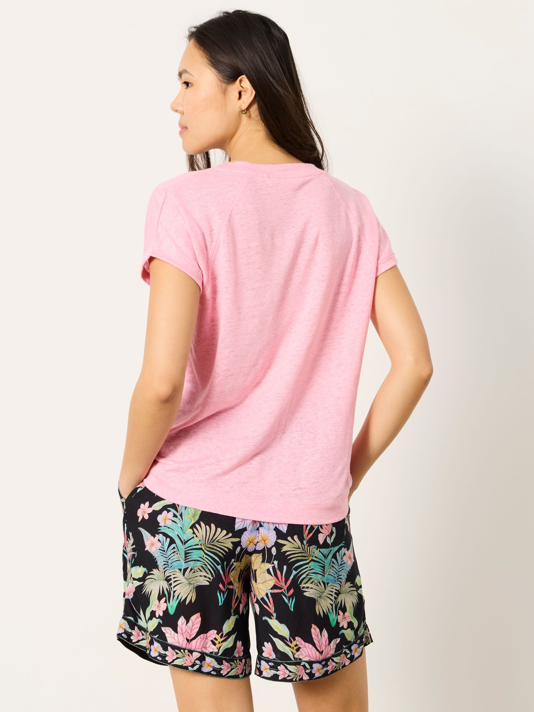 Lauren Pink Linen V Neck T Shirt - Image 2 of 5
