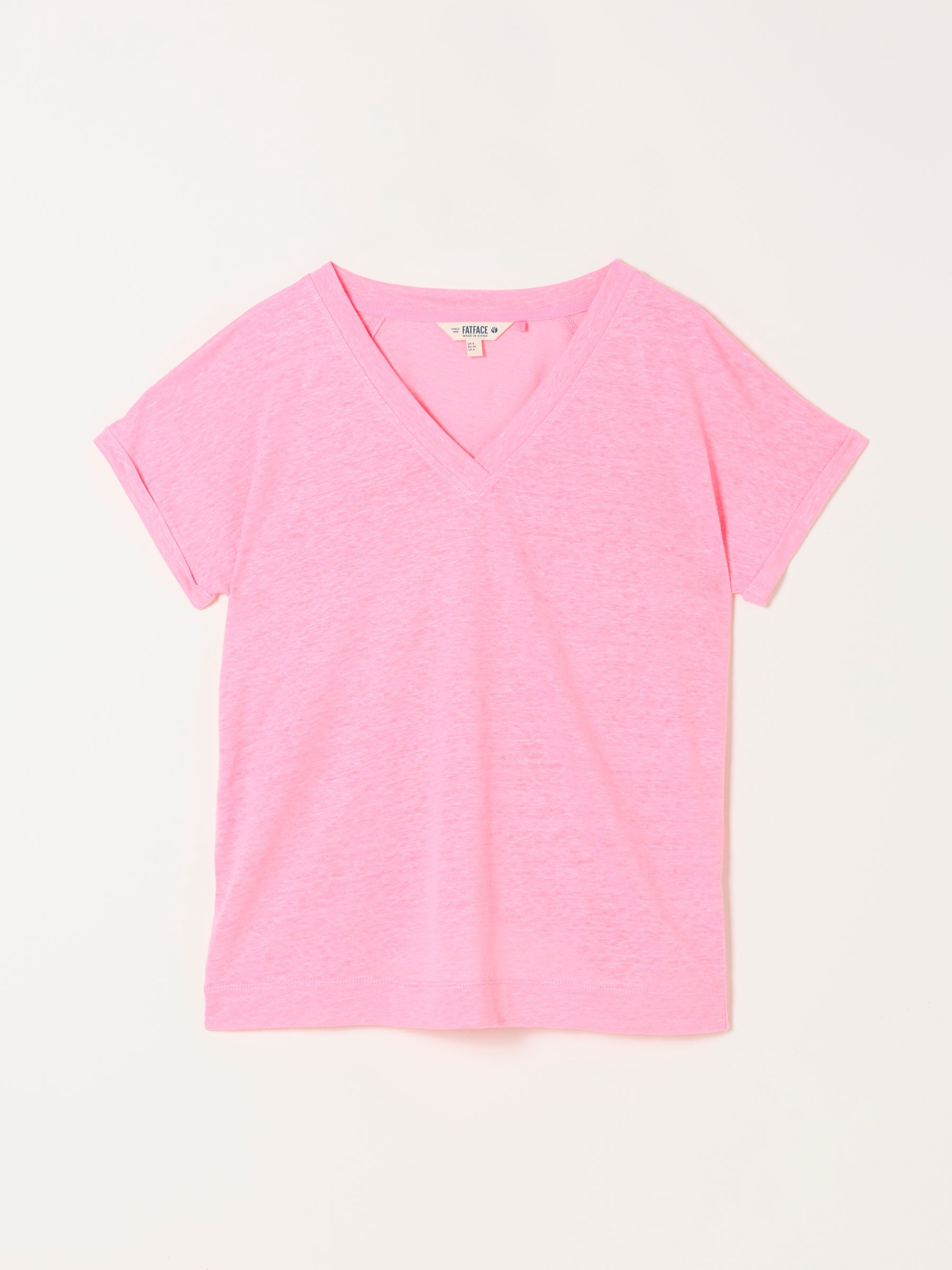 Lauren Pink Linen V Neck T Shirt - Image 5 of 5