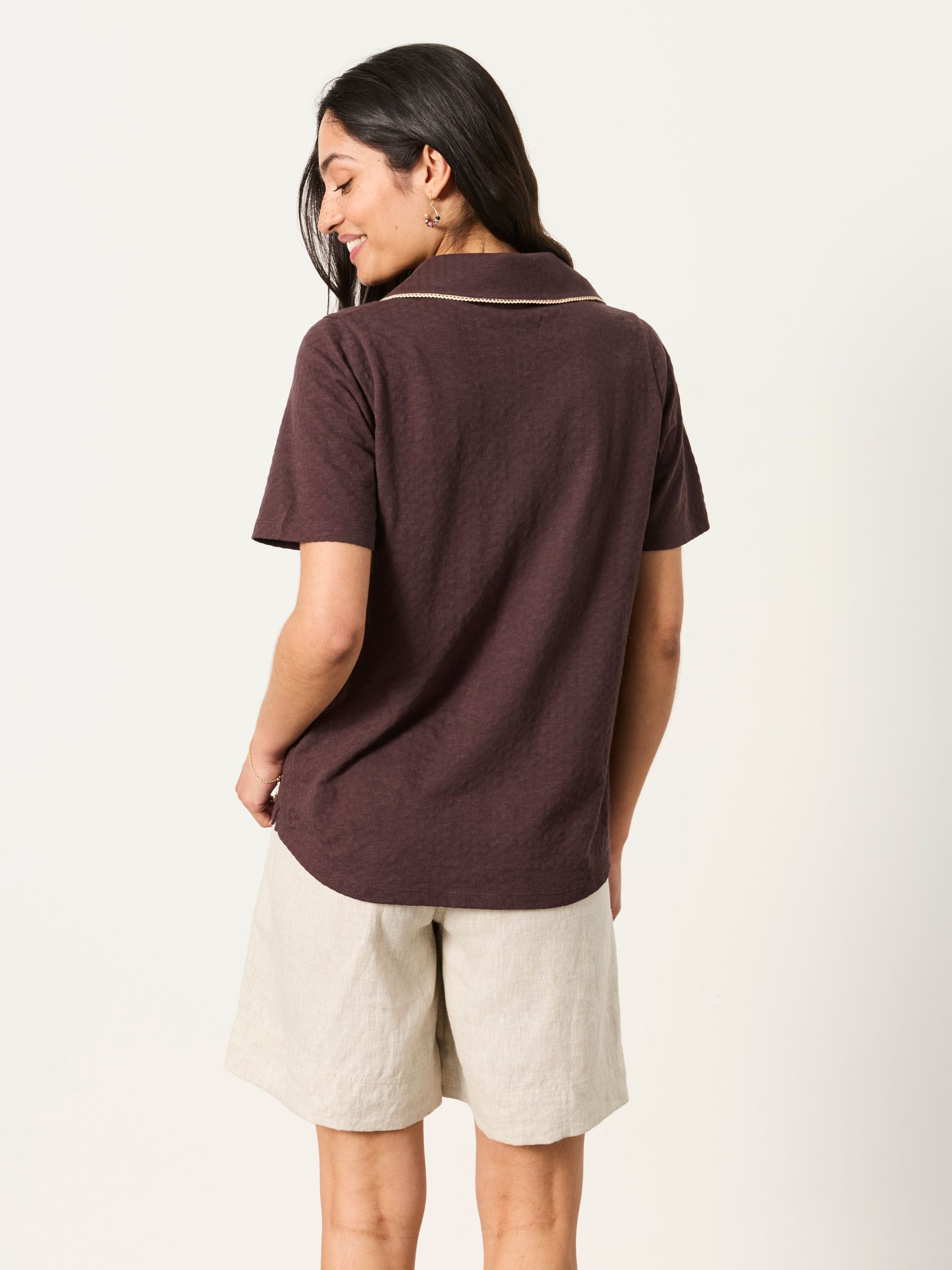 Short Sleeve Jersey Shirt in Chocolate Brown - Image 2 of 5