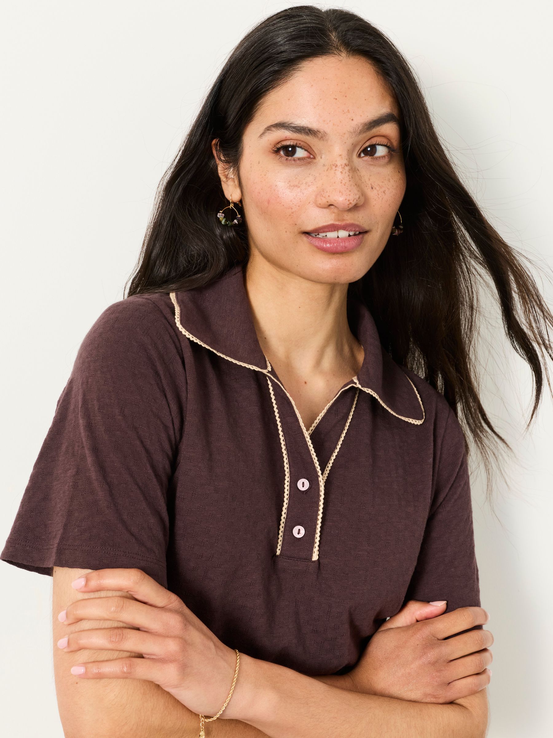 Short Sleeve Jersey Shirt in Chocolate Brown - Image 3 of 5