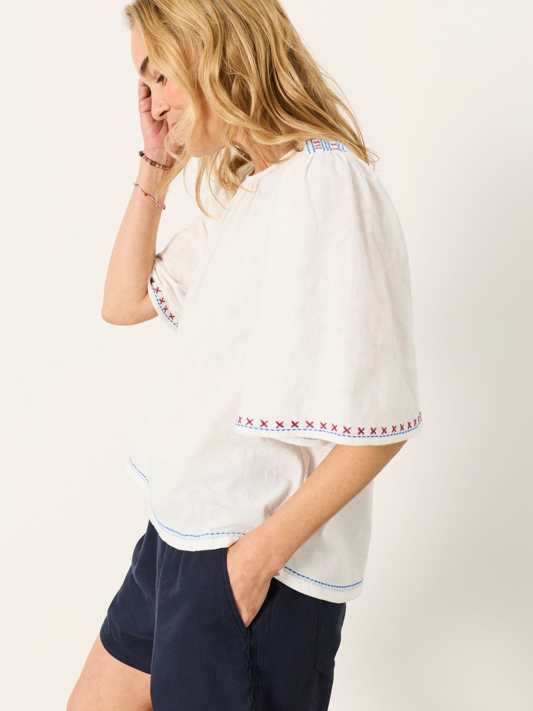 Faye White Flutter Sleeve Top - Image 1 of 6
