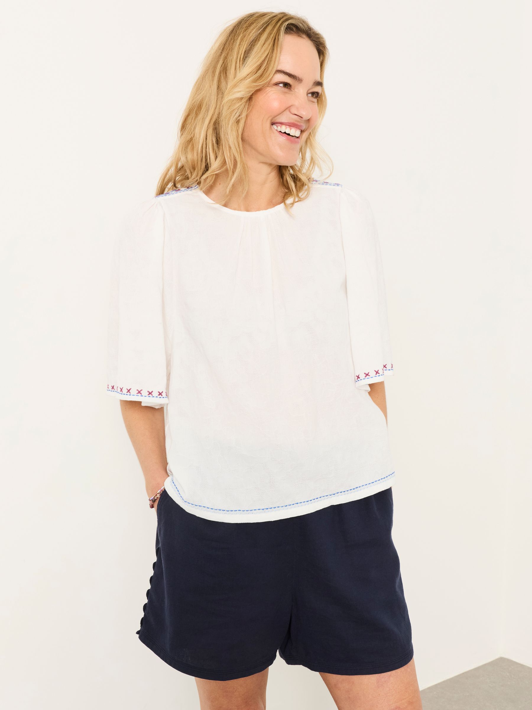 Faye White Flutter Sleeve Top - Image 2 of 6
