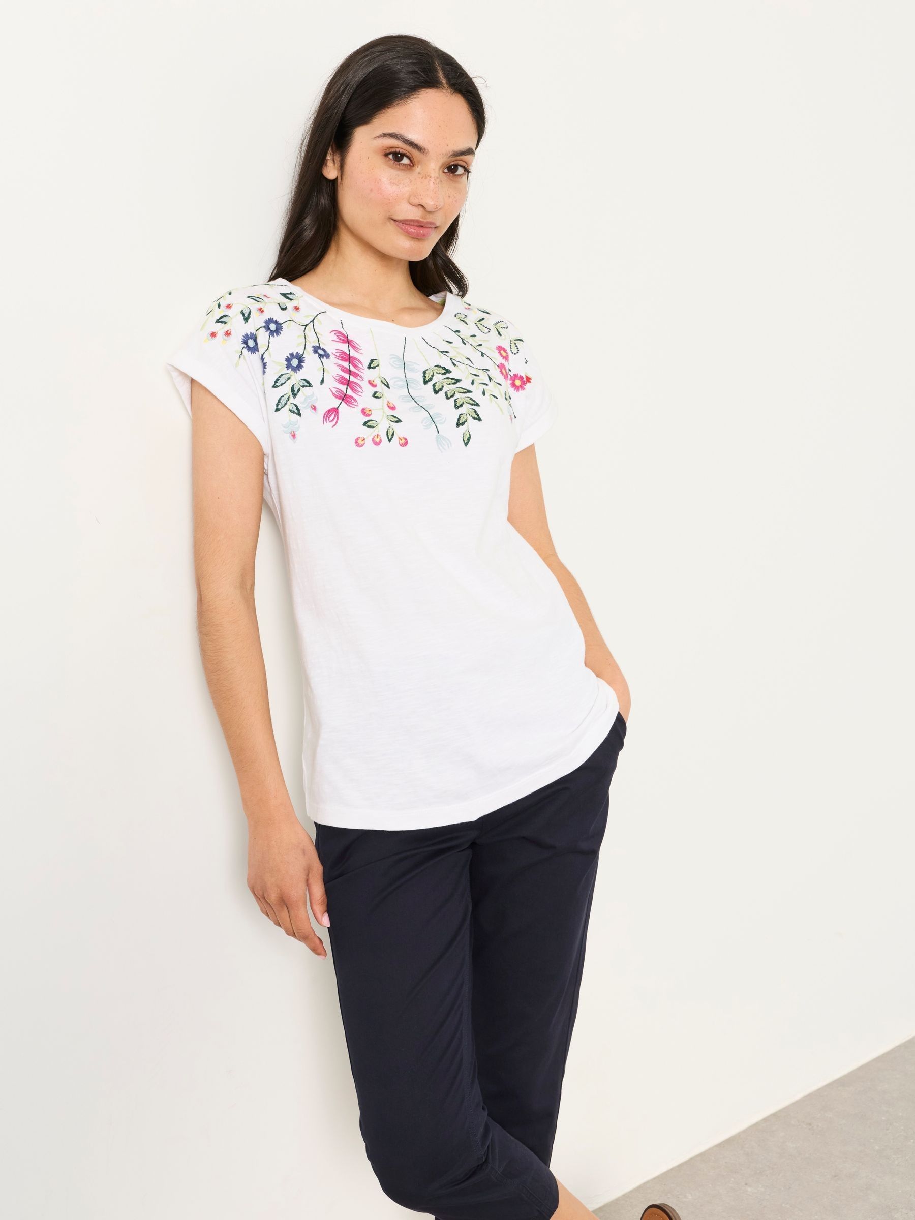 Ivy Ivory Floral Embroidered T-Shirt - Image 1 of 6 Ivy Ivory Floral Embroidered T-Shirt - Image 1 of 6