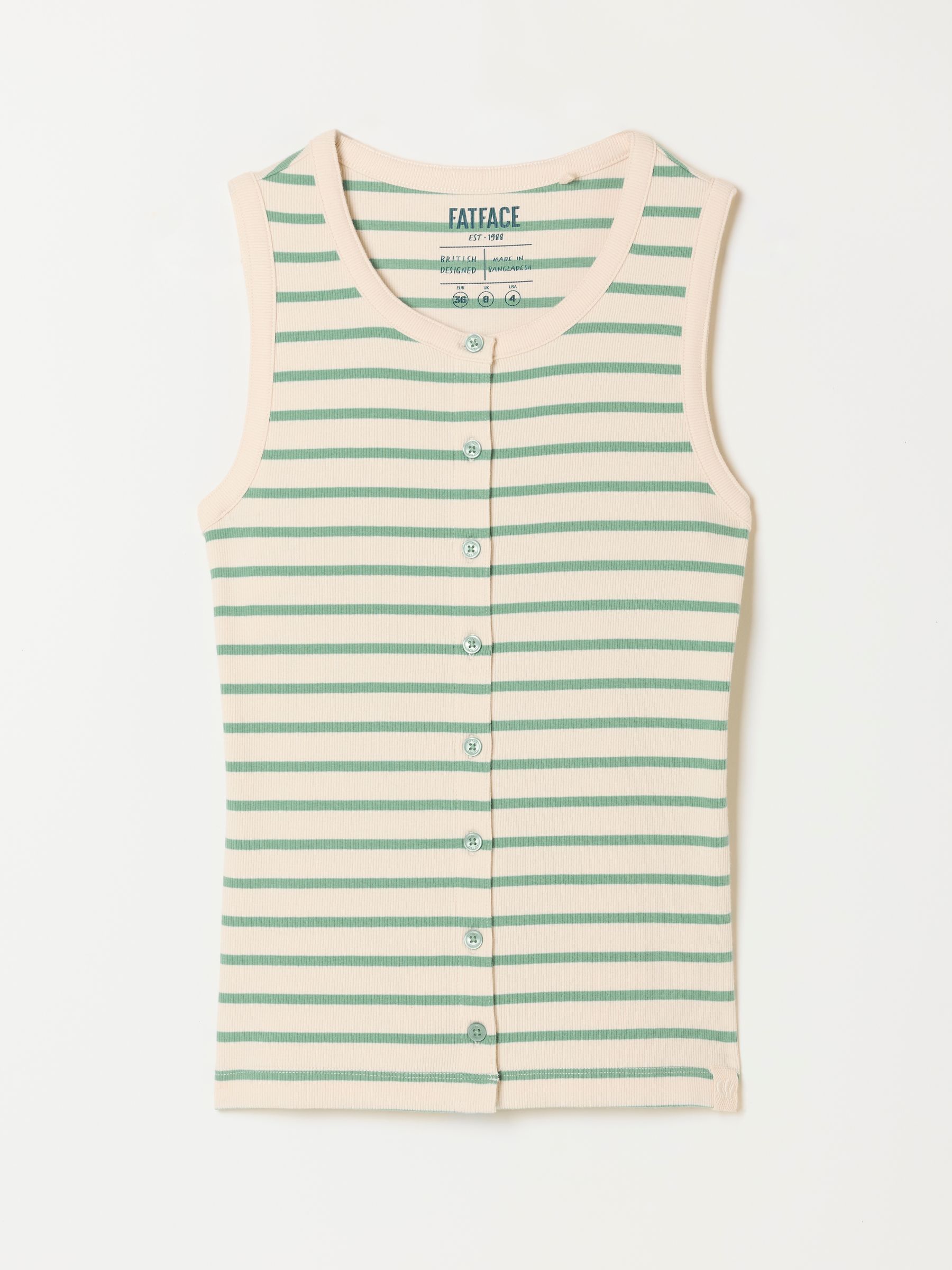 Rosa Green/Ecru Stripe Button Ribbed Vest - Image 6 of 6 Rosa Green/Ecru Stripe Button Ribbed Vest - Image 6 of 6