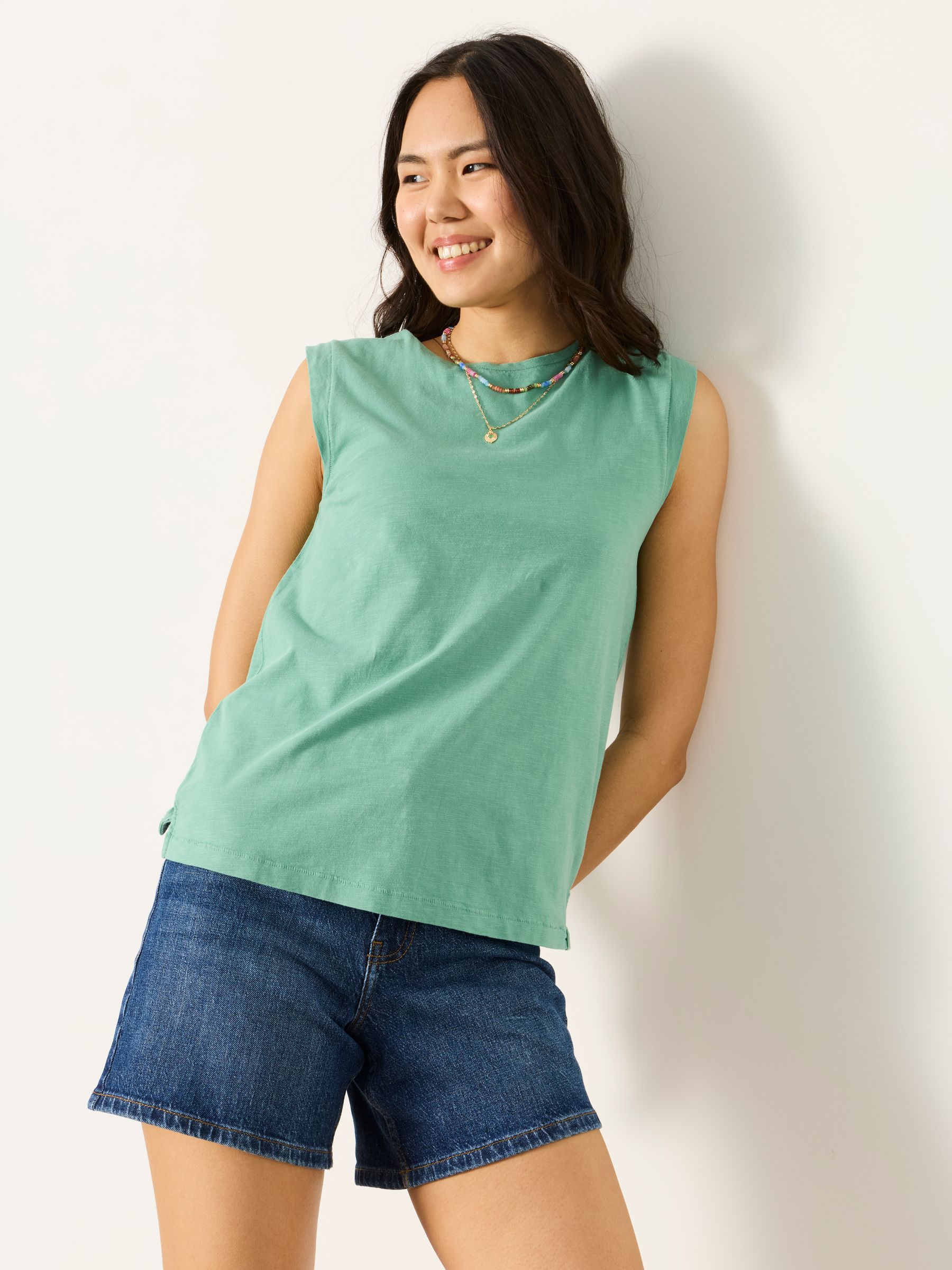 Tia Dusky Green Jersey Tank - Image 1 of 6 Tia Dusky Green Jersey Tank - Image 1 of 6
