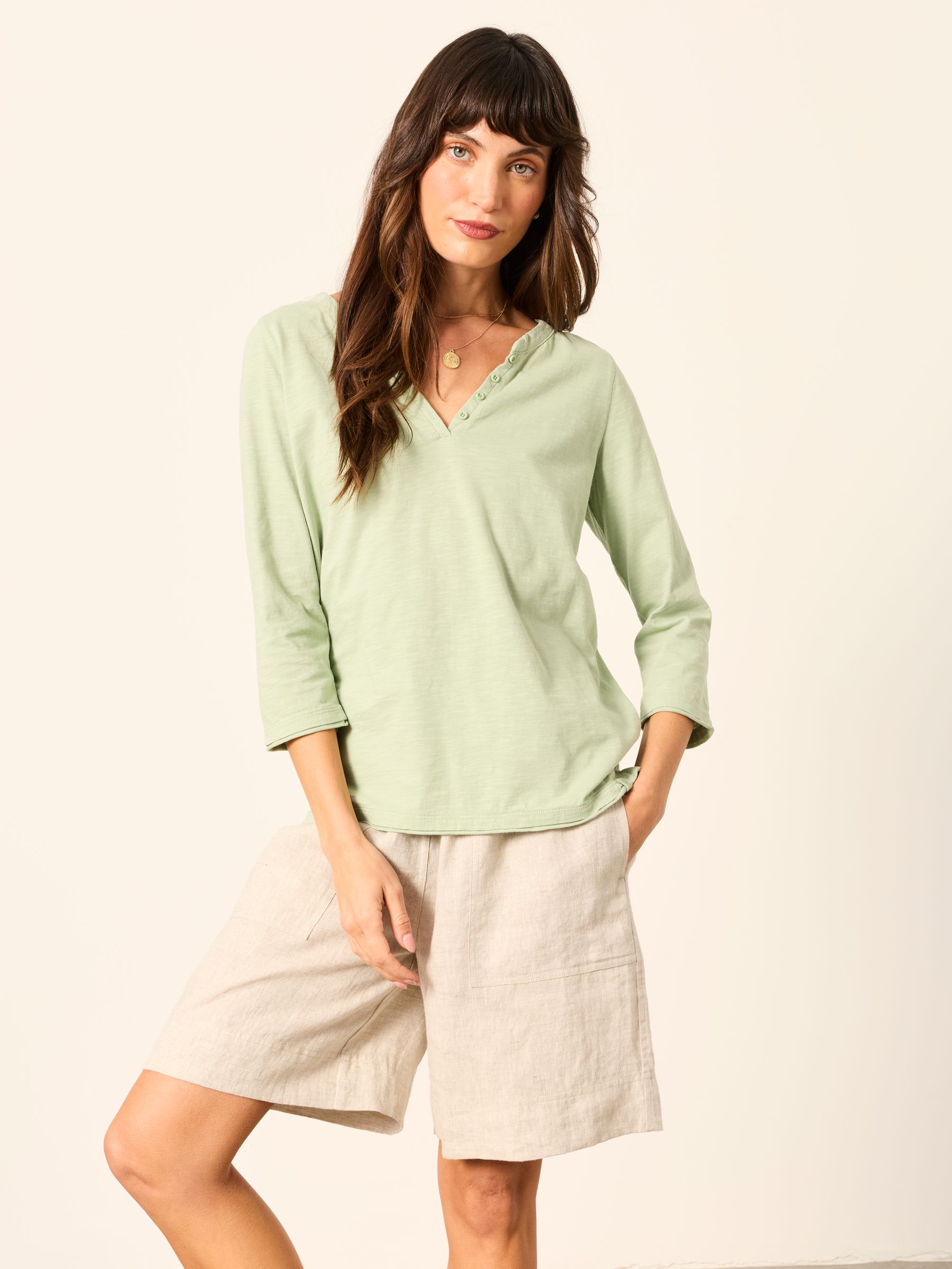 Aster Light Green 3/4 Sleeve T Shirt - Image 1 of 5