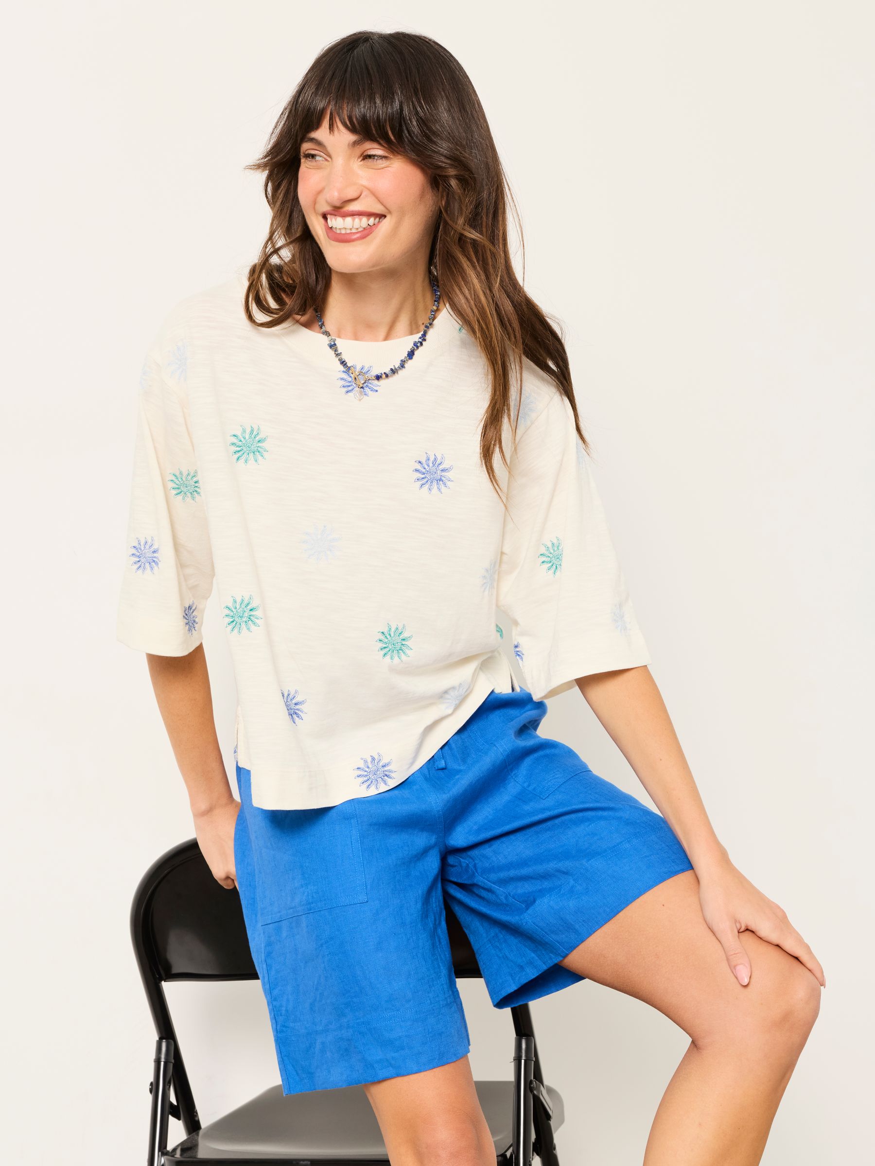 Kate Ivory Sun Embroidered T Shirt - Image 6 of 7