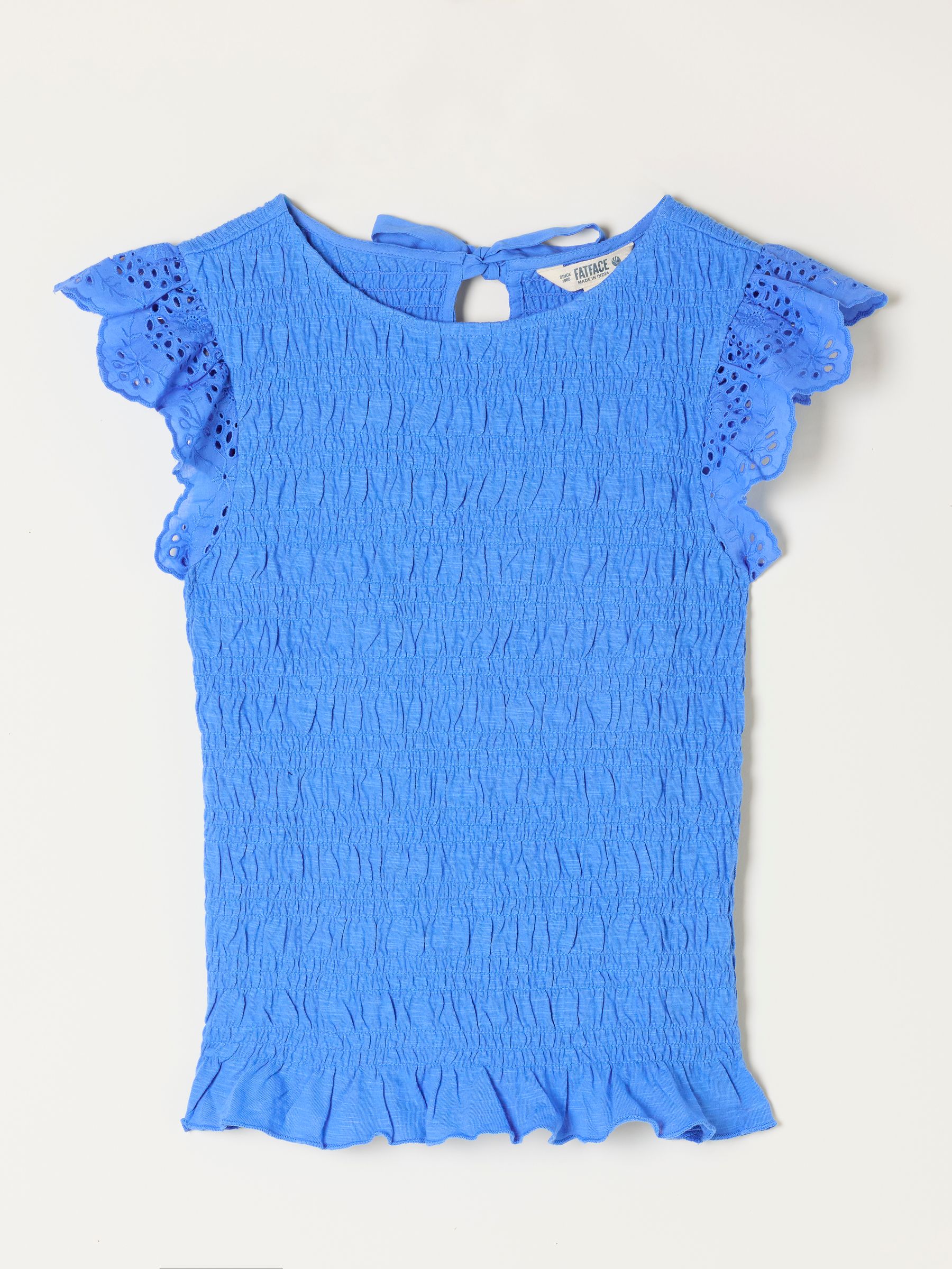 Shirred Top in Blue | FatFace USA