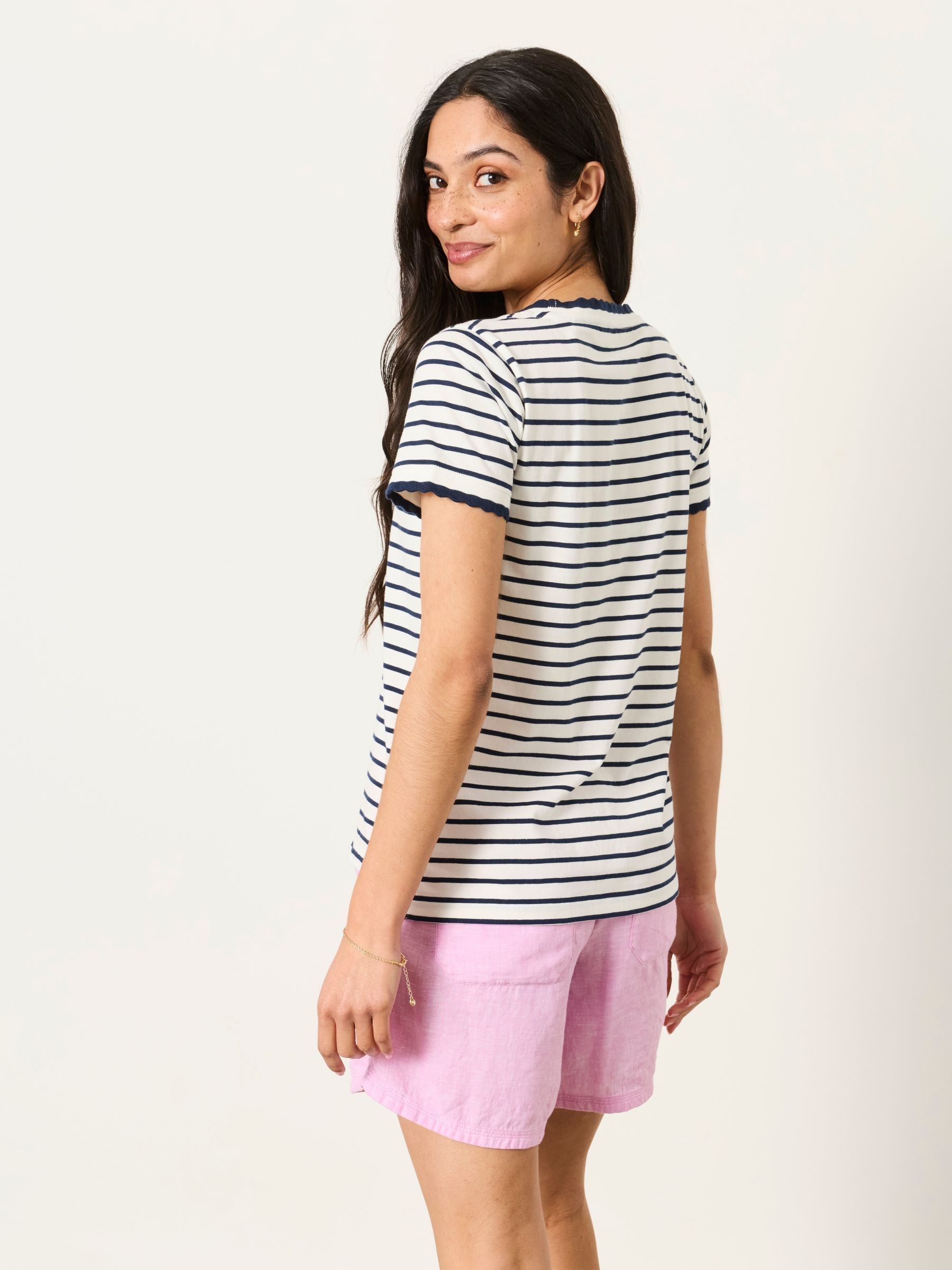 Natalie Ivory Scalloped Edge T-Shirt - Image 2 of 6