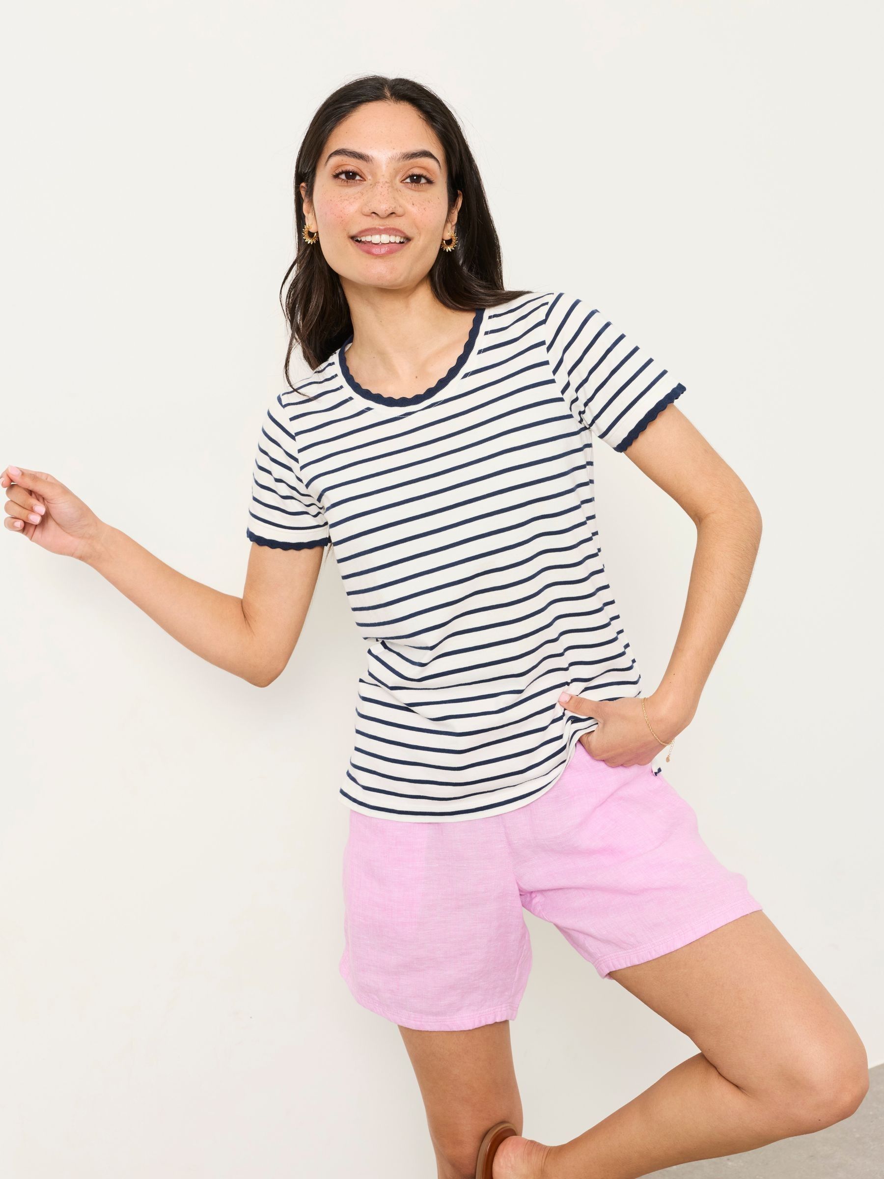 Natalie Ivory Scalloped Edge T-Shirt - Image 4 of 6