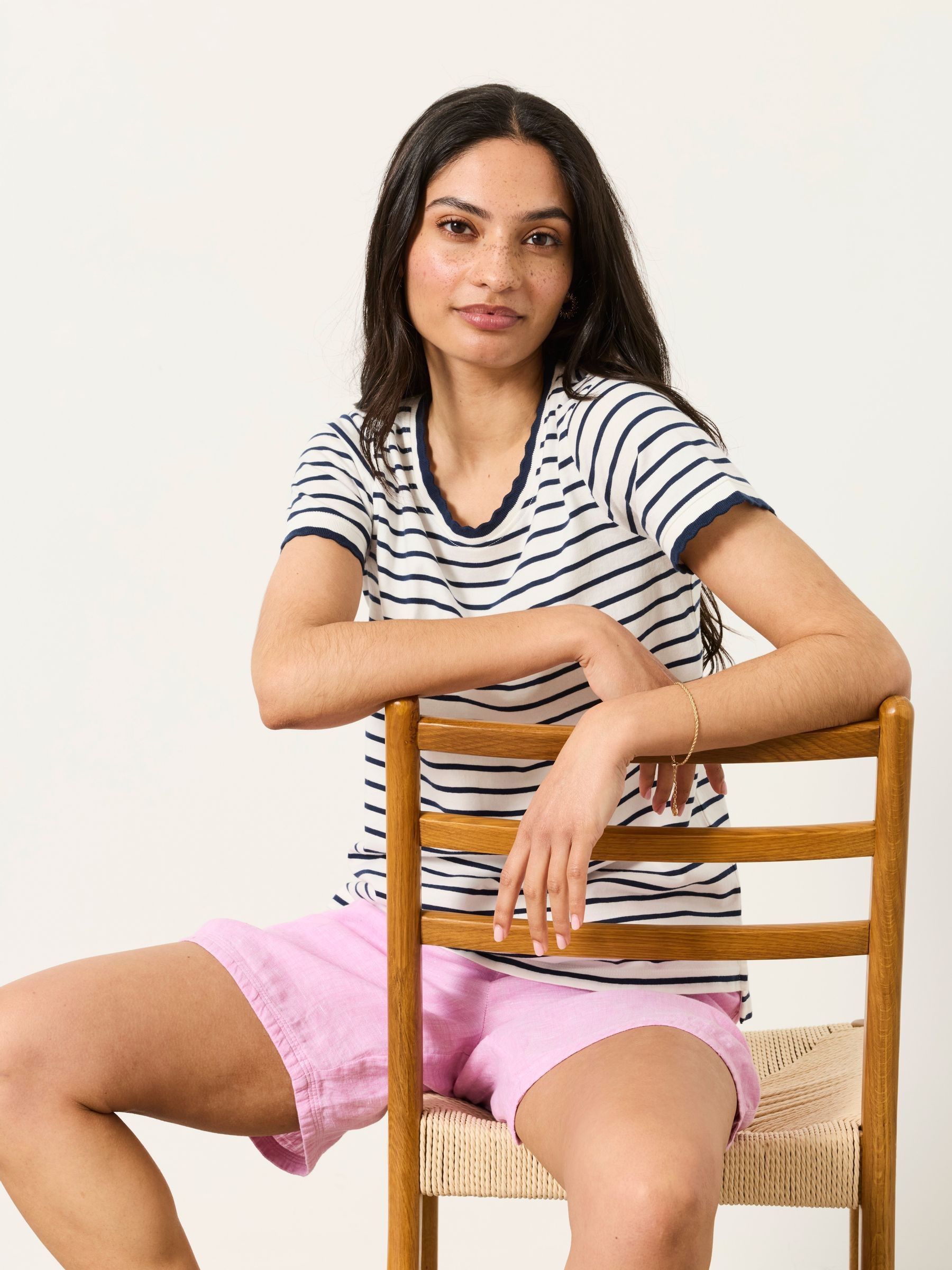Natalie Ivory Scalloped Edge T-Shirt - Image 5 of 6