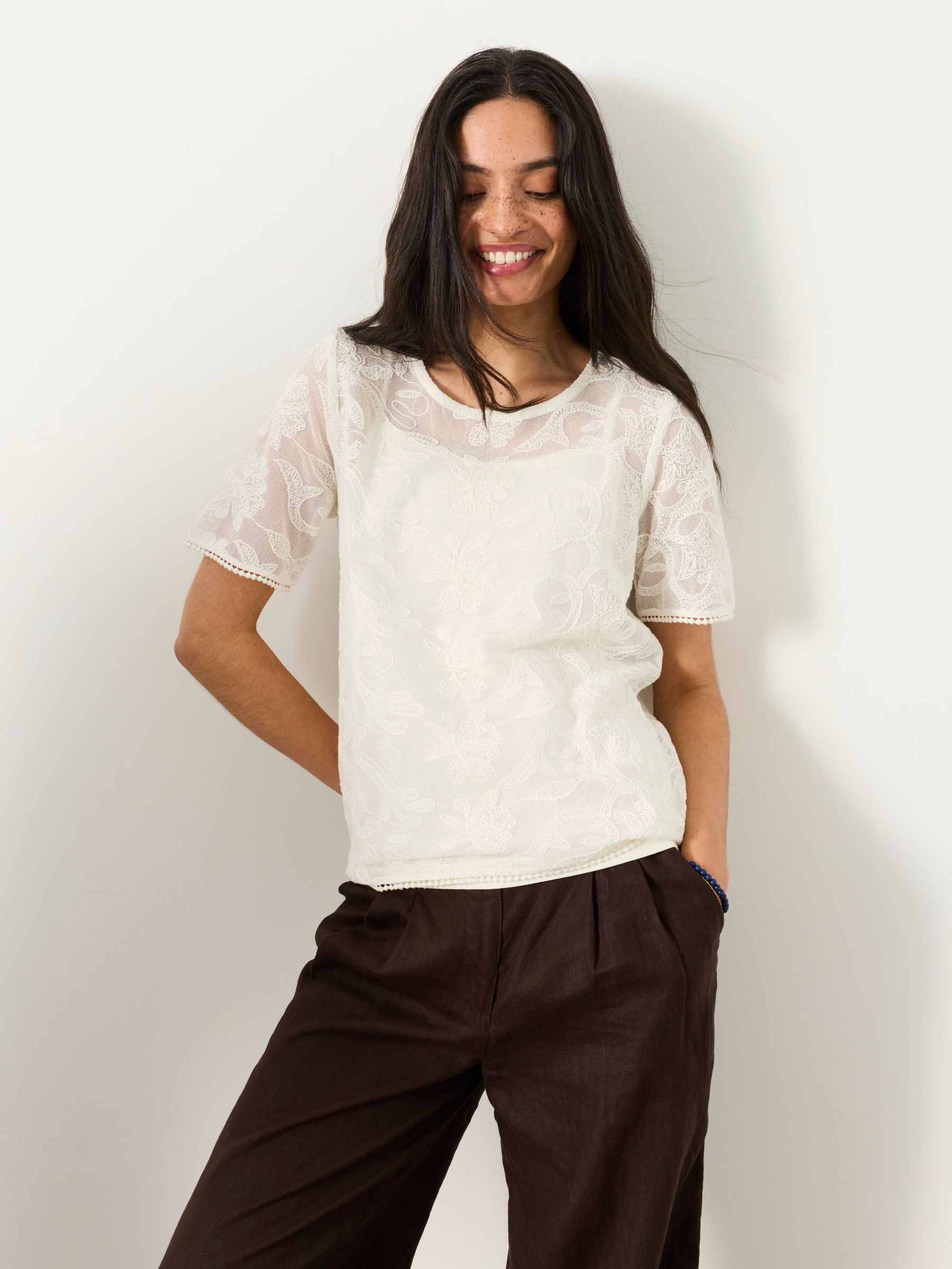 Chloe White Lace 2 in 1 T-Shirt - Image 1 of 5
