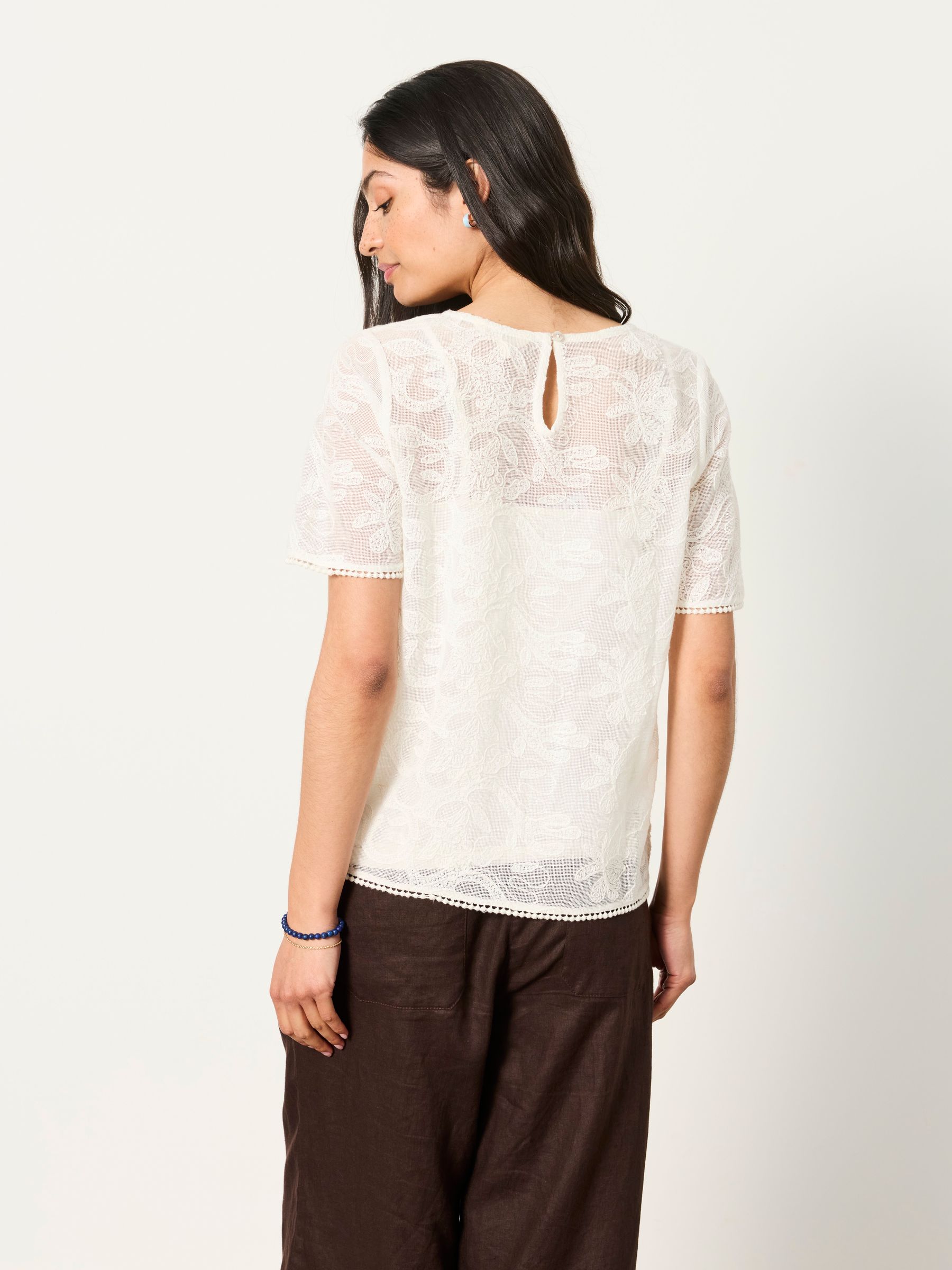 Chloe White Lace 2 in 1 T-Shirt - Image 2 of 5