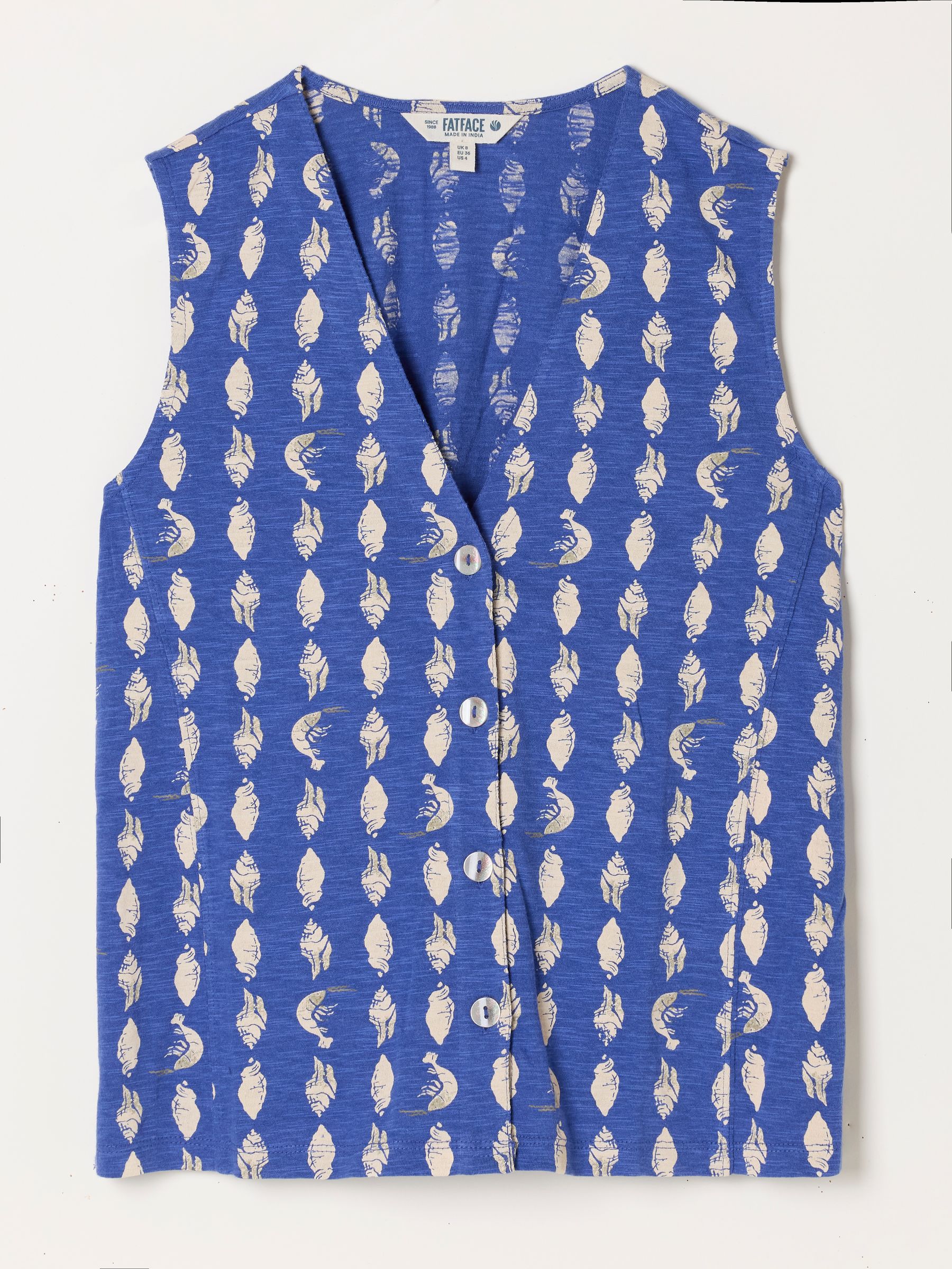 Joni Blue Linear Shells Jersey Waistcoat - Image 5 of 5