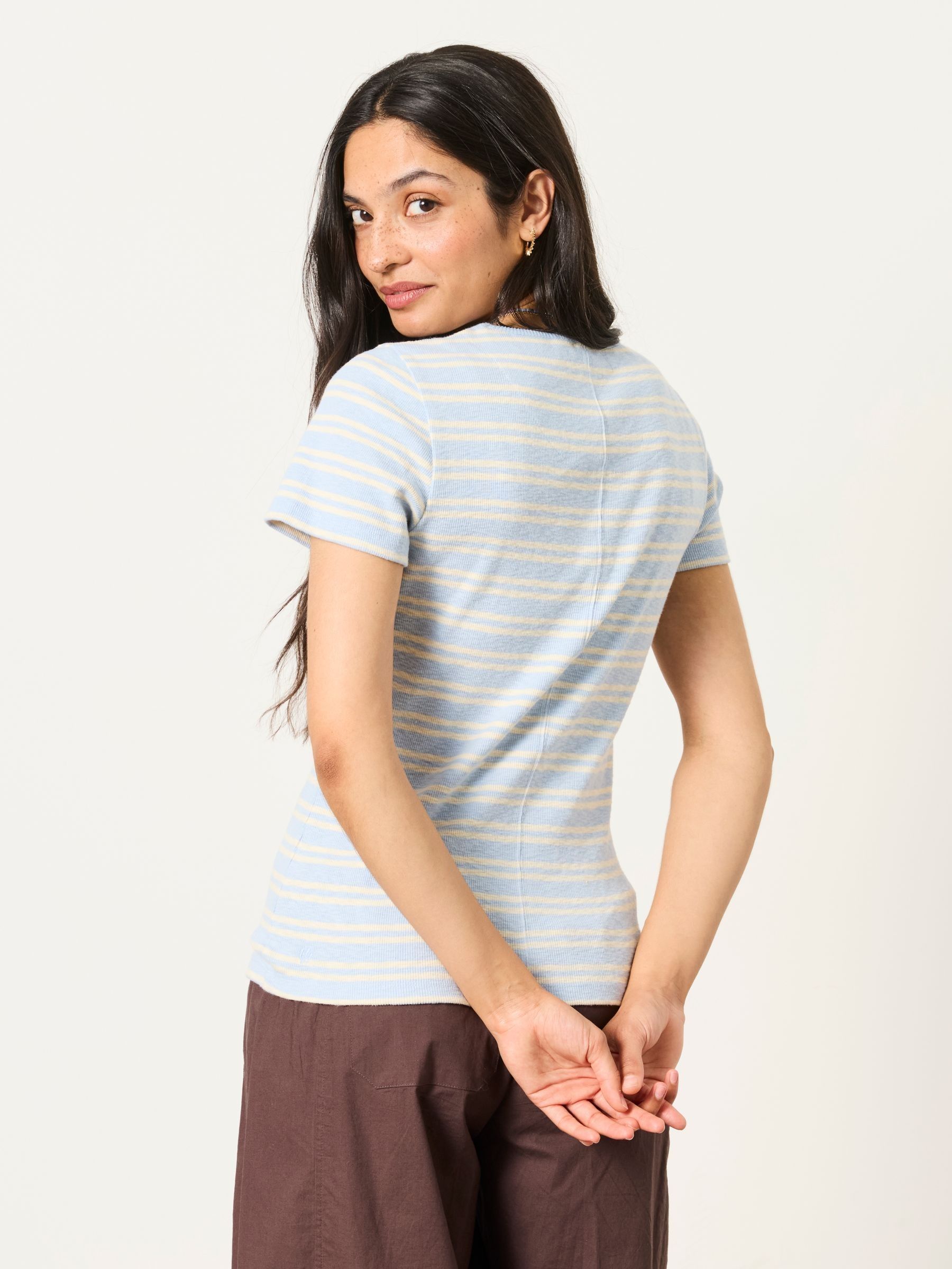 Celia Blue Stripe Short Sleeve T-Shirt - Image 2 of 5