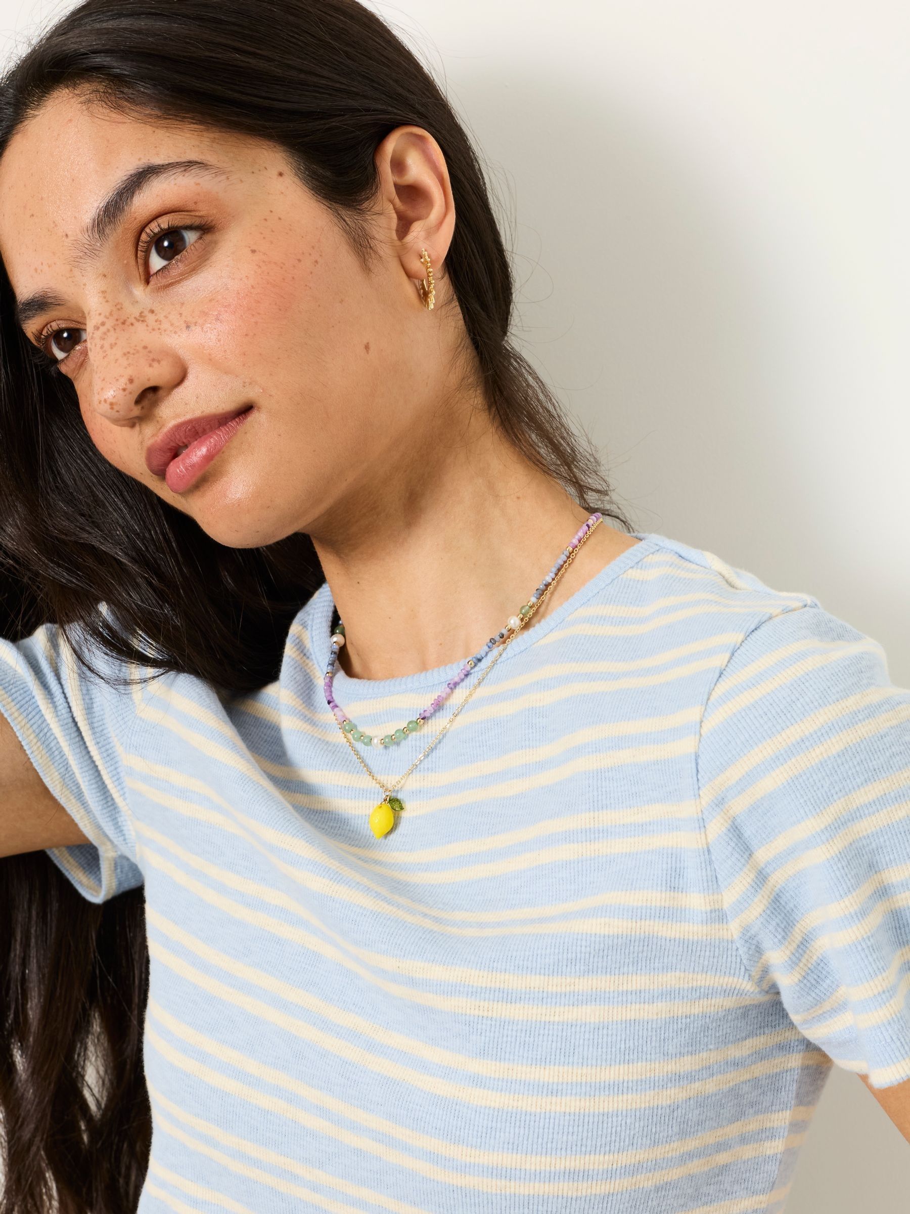 Celia Blue Stripe Short Sleeve T-Shirt - Image 3 of 5