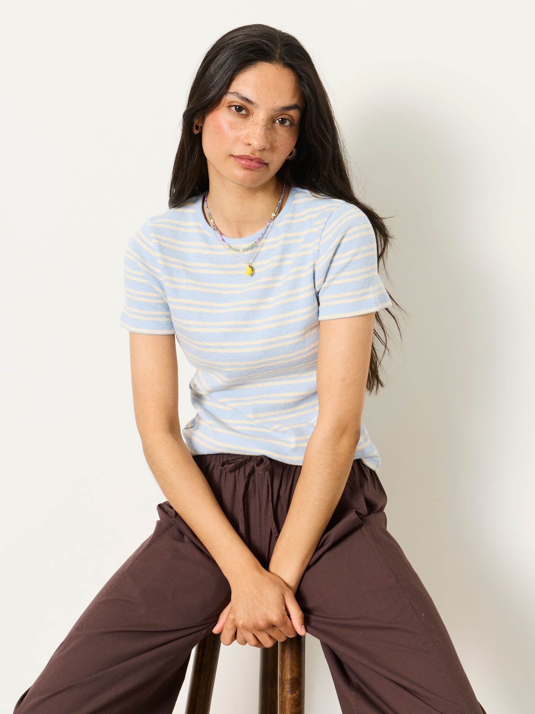Celia Blue Stripe Short Sleeve T-Shirt - Image 4 of 5