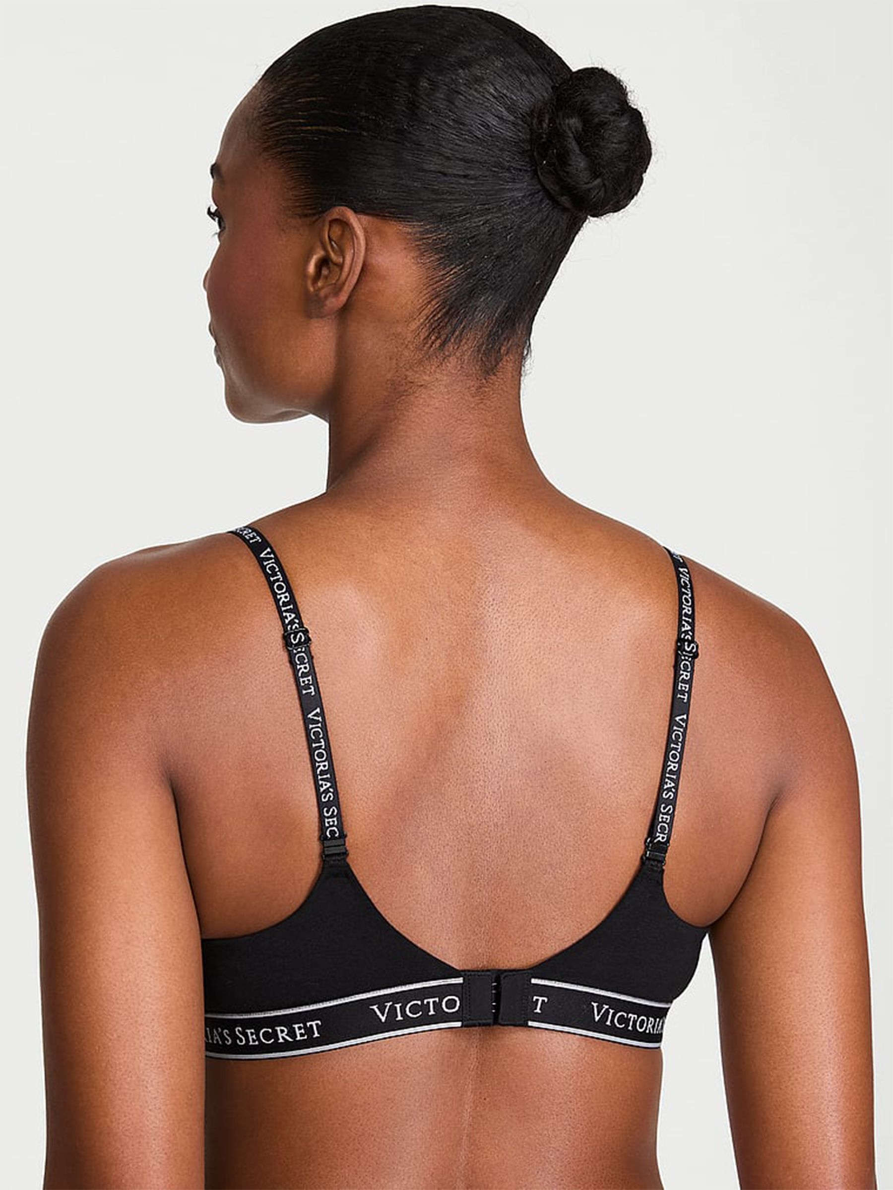Black Lightly Lined Demi Cotton Logo Bra - Image 2 of 3